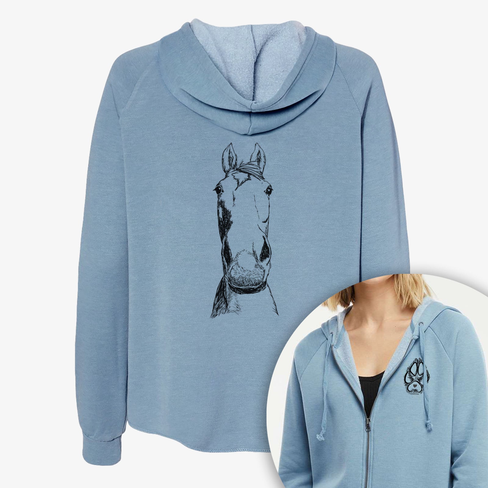 Doodled Jeremiah the OTTB - Women's Cali Wave Zip-Up Sweatshirt