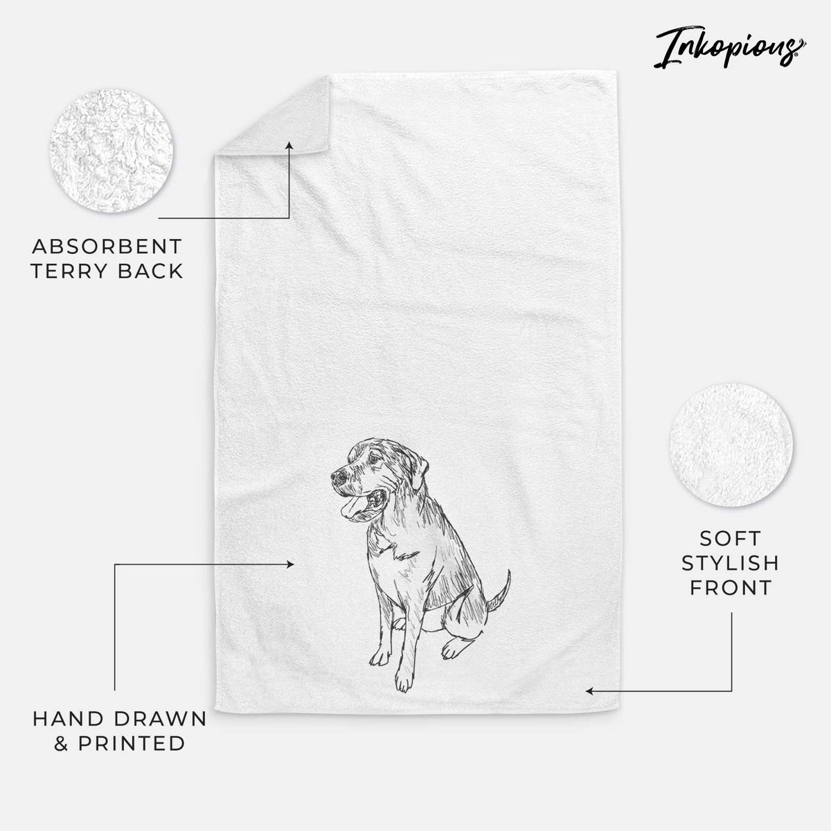 Doodled Jessie the Mixed Breed Decorative Hand Towel