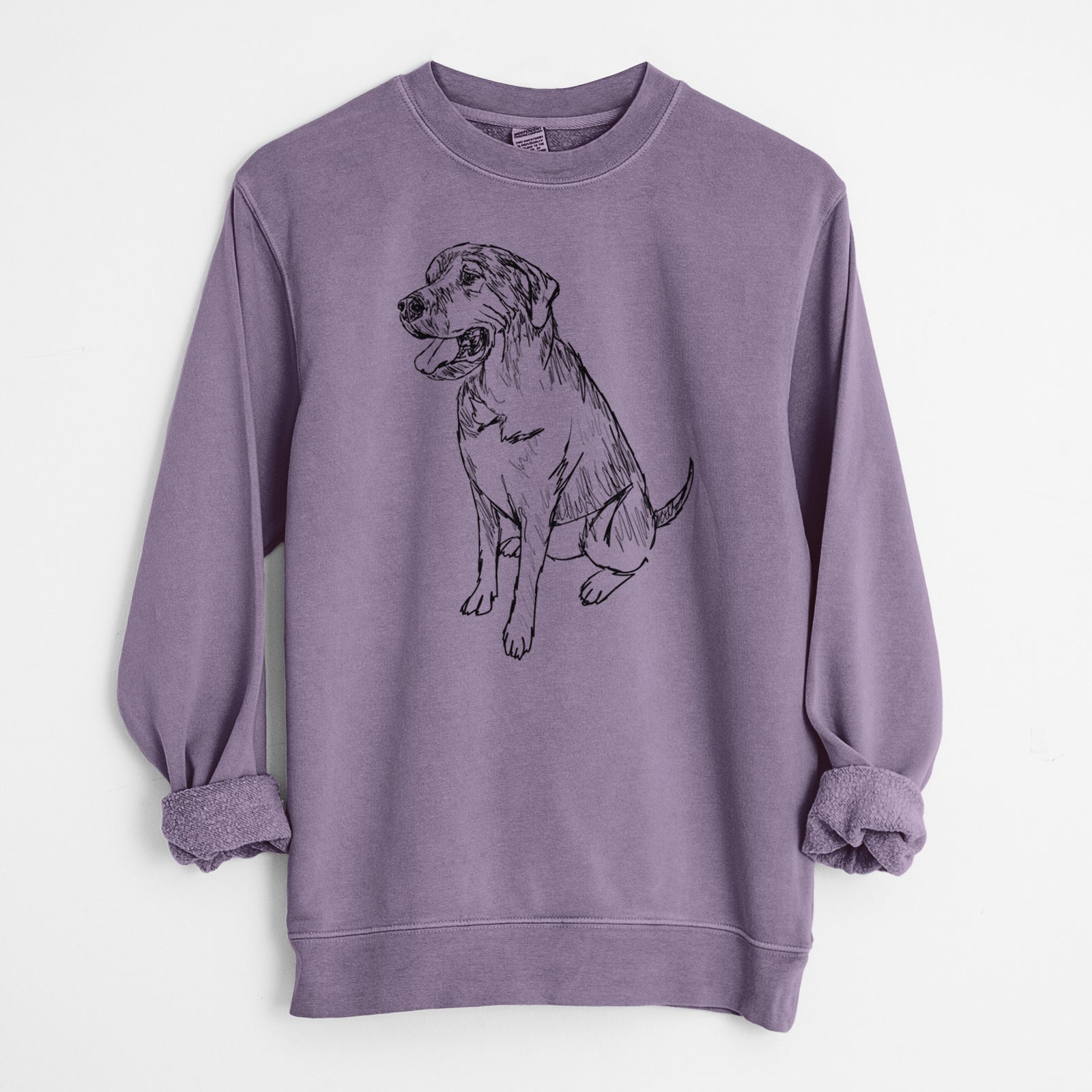 Doodled Jessie the Mixed Breed - Unisex Pigment Dyed Crew Sweatshirt