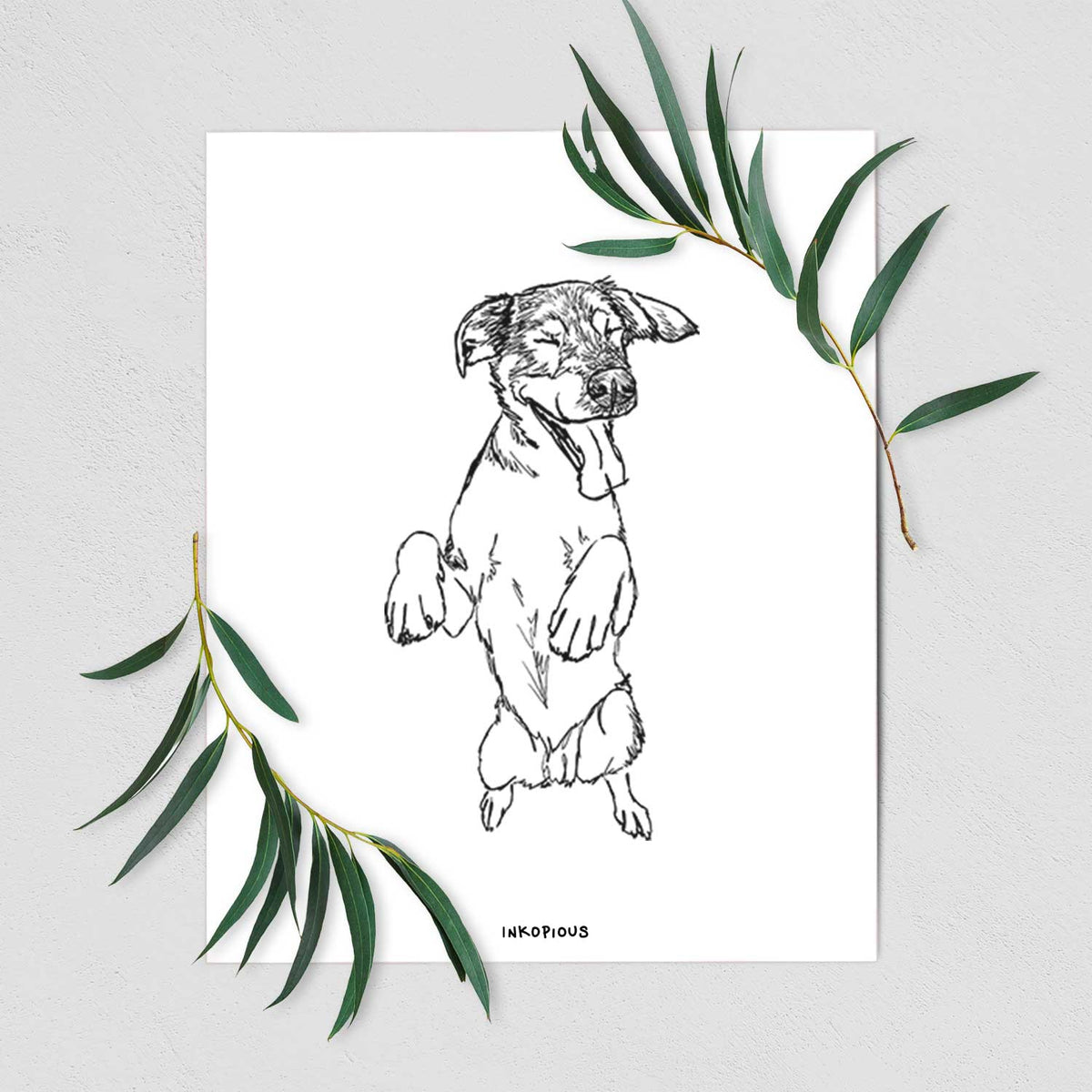 Doodled Jet the German Shepherd Art Print