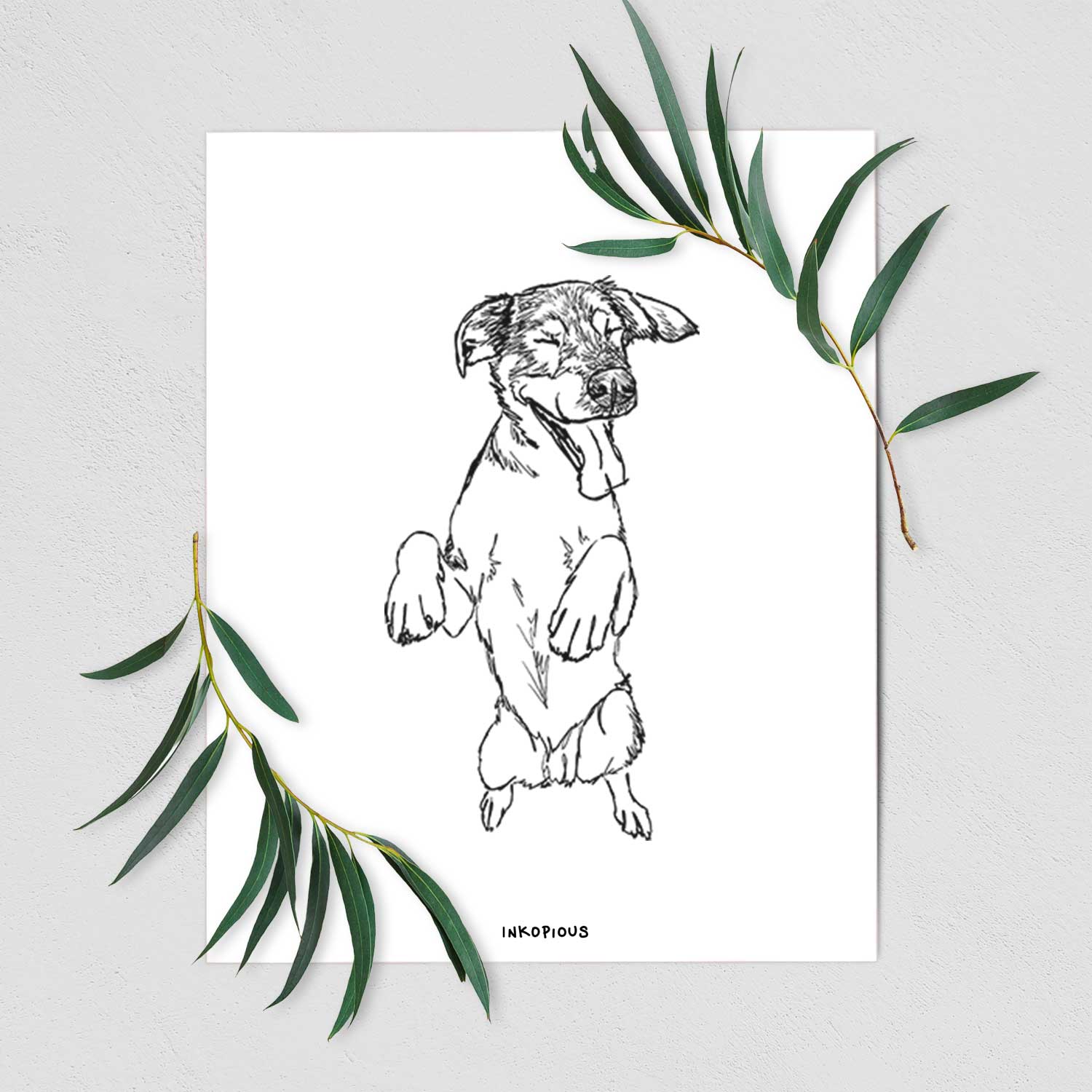 Doodled Jet the German Shepherd Art Print