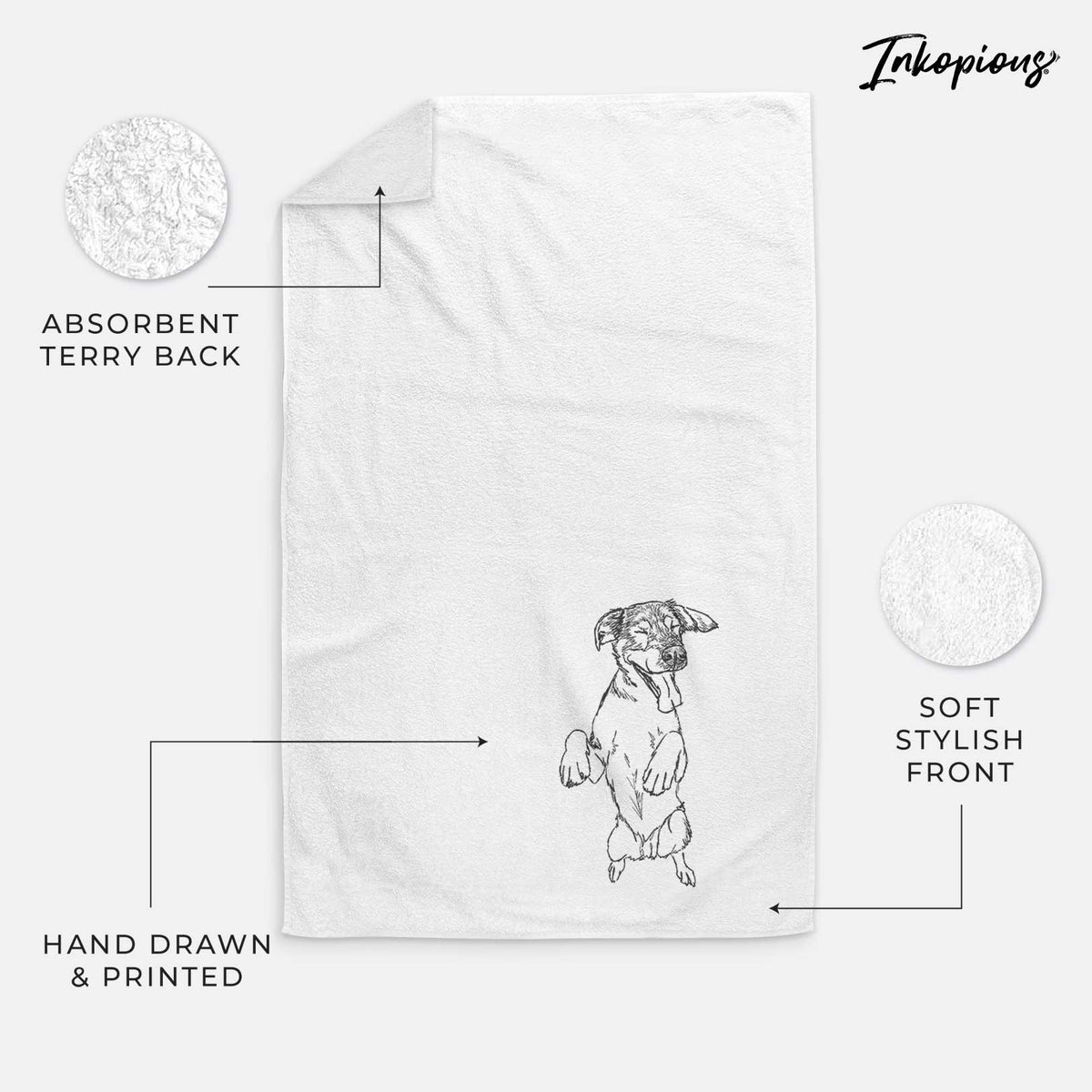 Doodled Jet the German Shepherd Decorative Hand Towel