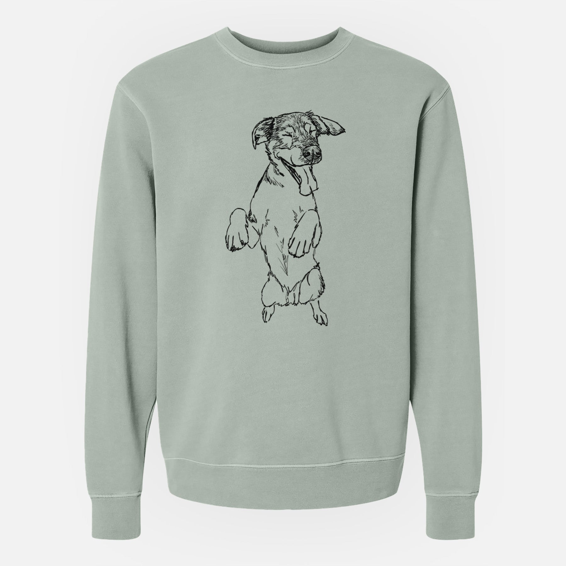 Doodled Jet the German Shepherd - Unisex Pigment Dyed Crew Sweatshirt