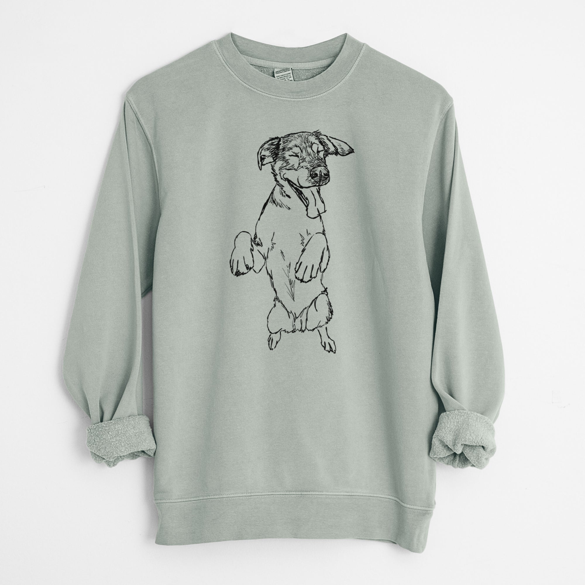 Doodled Jet the German Shepherd - Unisex Pigment Dyed Crew Sweatshirt