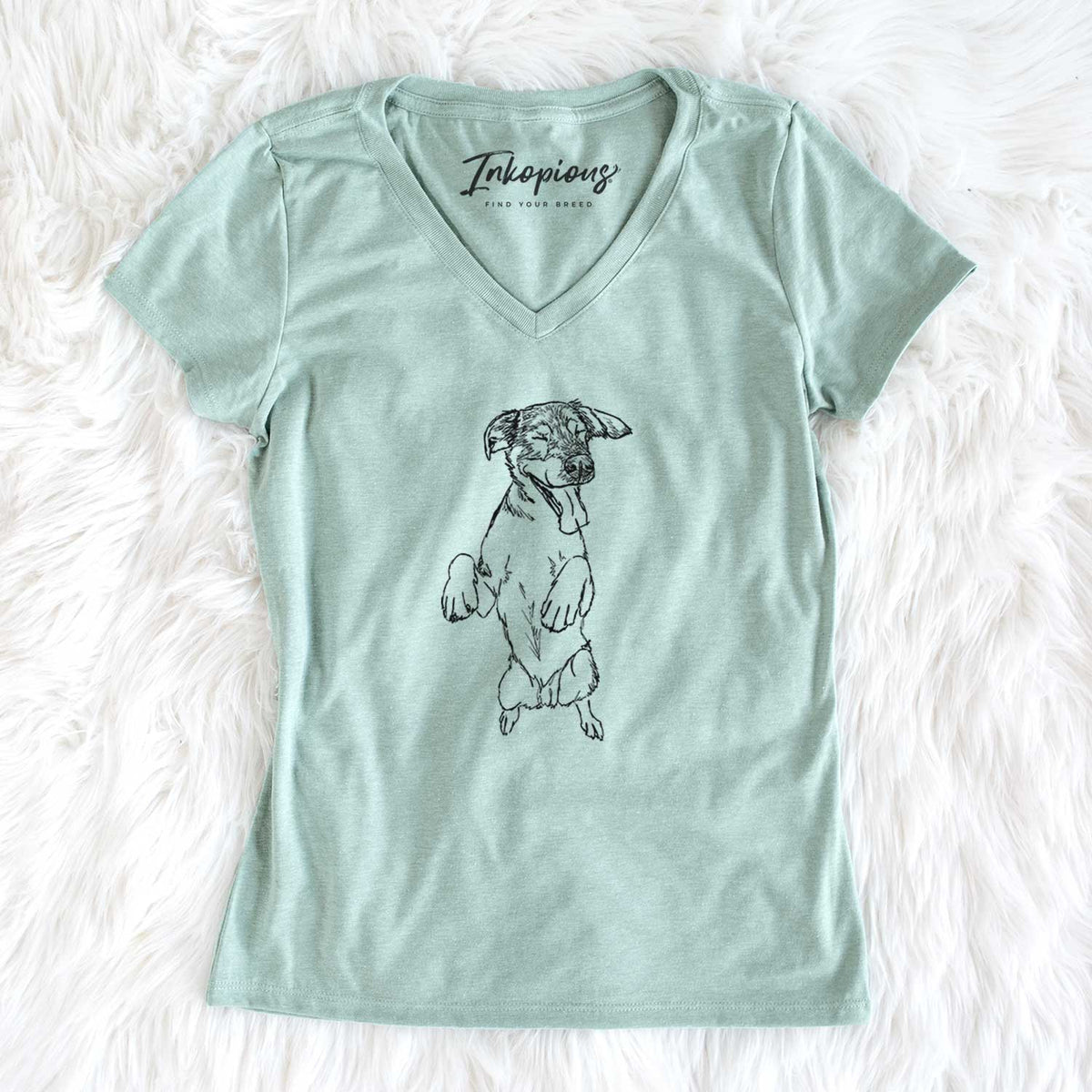 Doodled Jet the German Shepherd - Women&#39;s V-neck Shirt