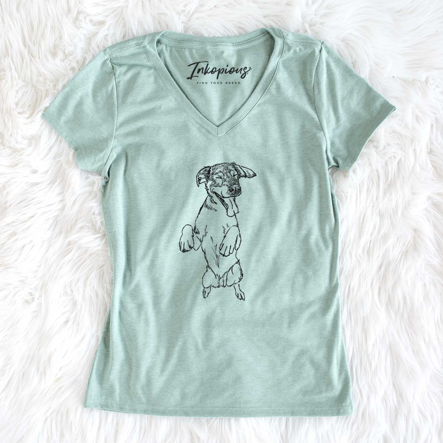 Doodled Jet the German Shepherd - Women's V-neck Shirt