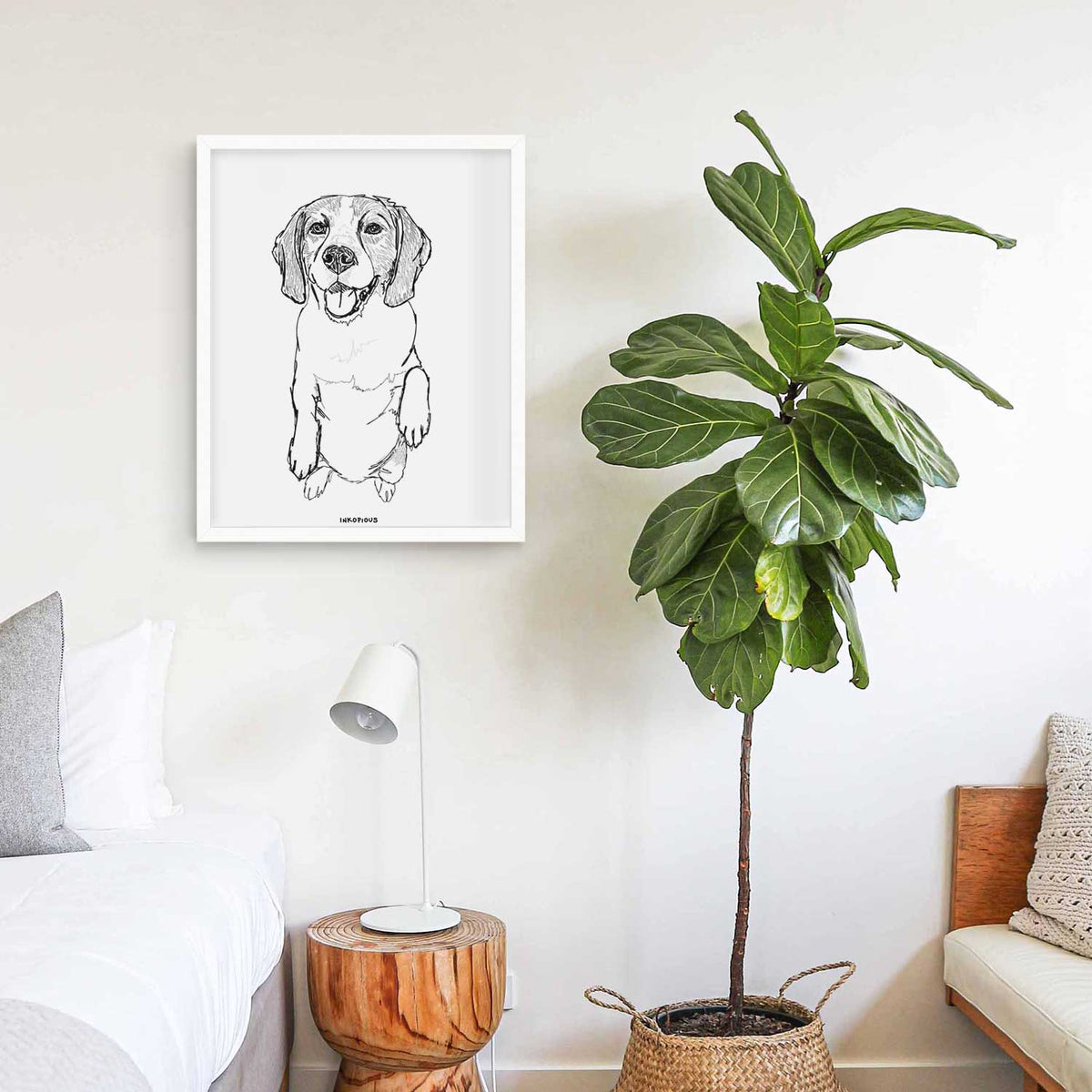 Doodled Jimmy Charles the Beagle Art Print