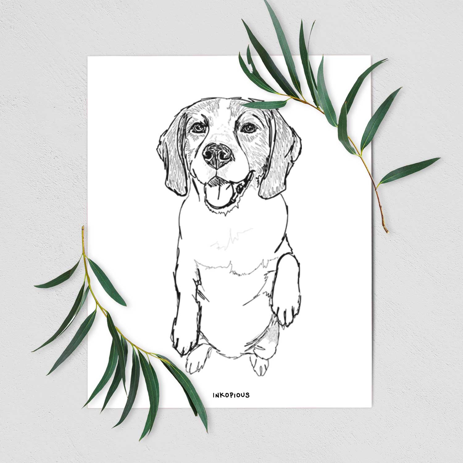 Doodled Jimmy Charles the Beagle Art Print