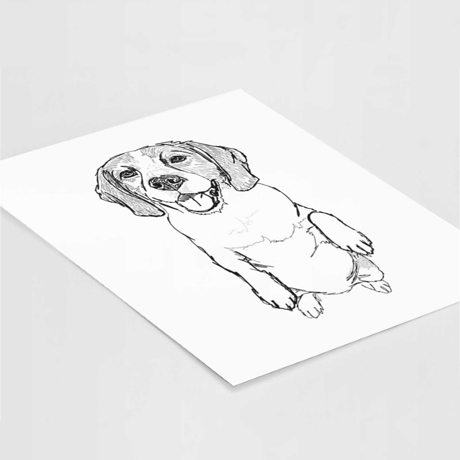 Doodled Jimmy Charles the Beagle Art Print