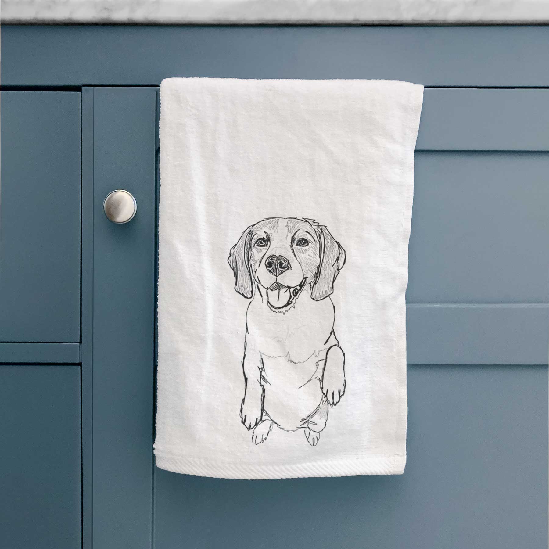 Doodled Jimmy Charles the Beagle Decorative Hand Towel