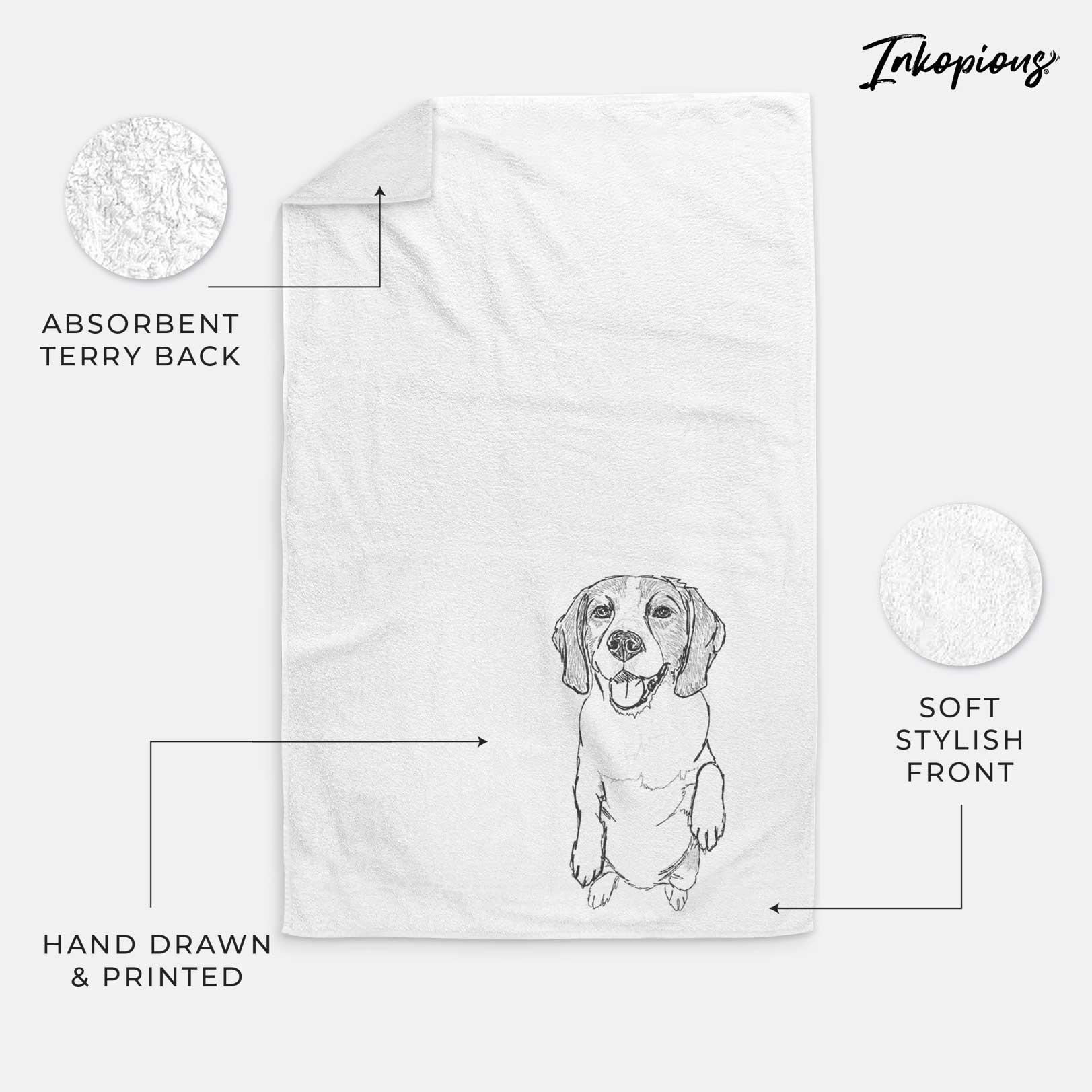 Doodled Jimmy Charles the Beagle Decorative Hand Towel