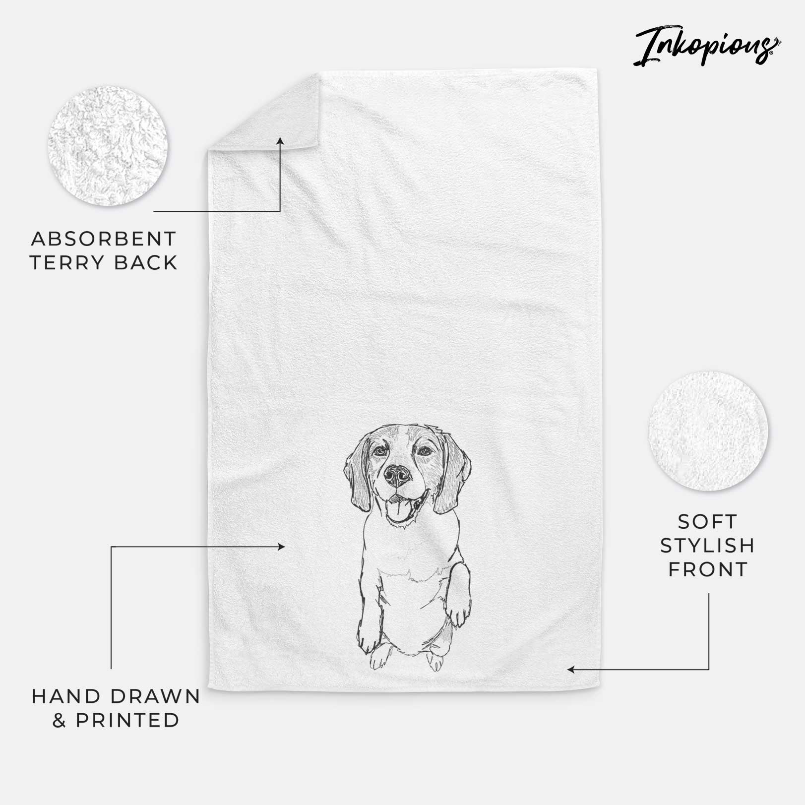 Doodled Jimmy Charles the Beagle Decorative Hand Towel