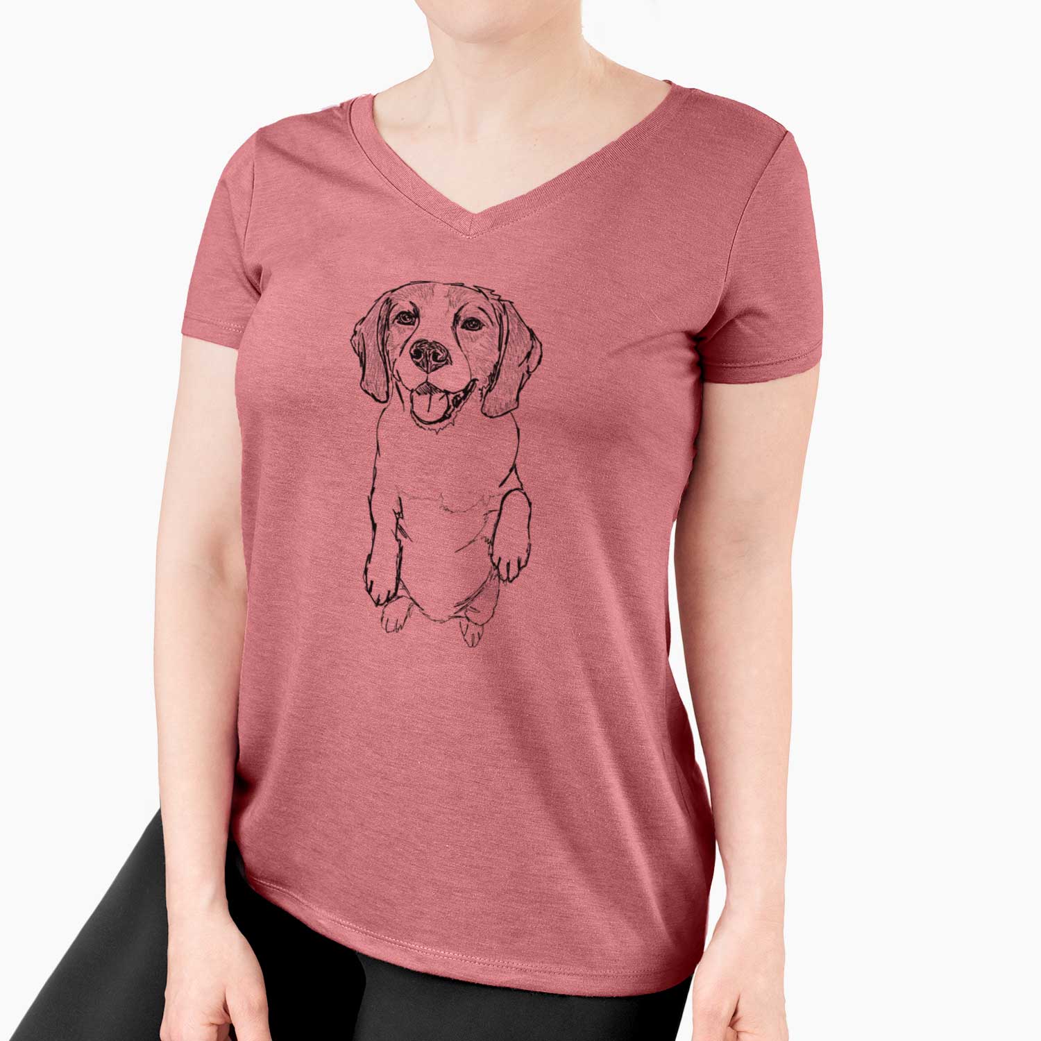 Doodled Jimmy Charles the Beagle - Women's V-neck Shirt