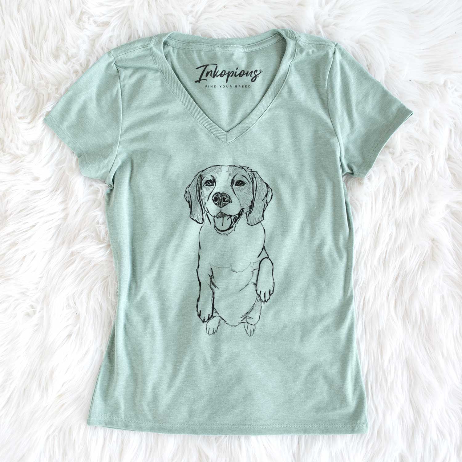 Doodled Jimmy Charles the Beagle - Women's V-neck Shirt