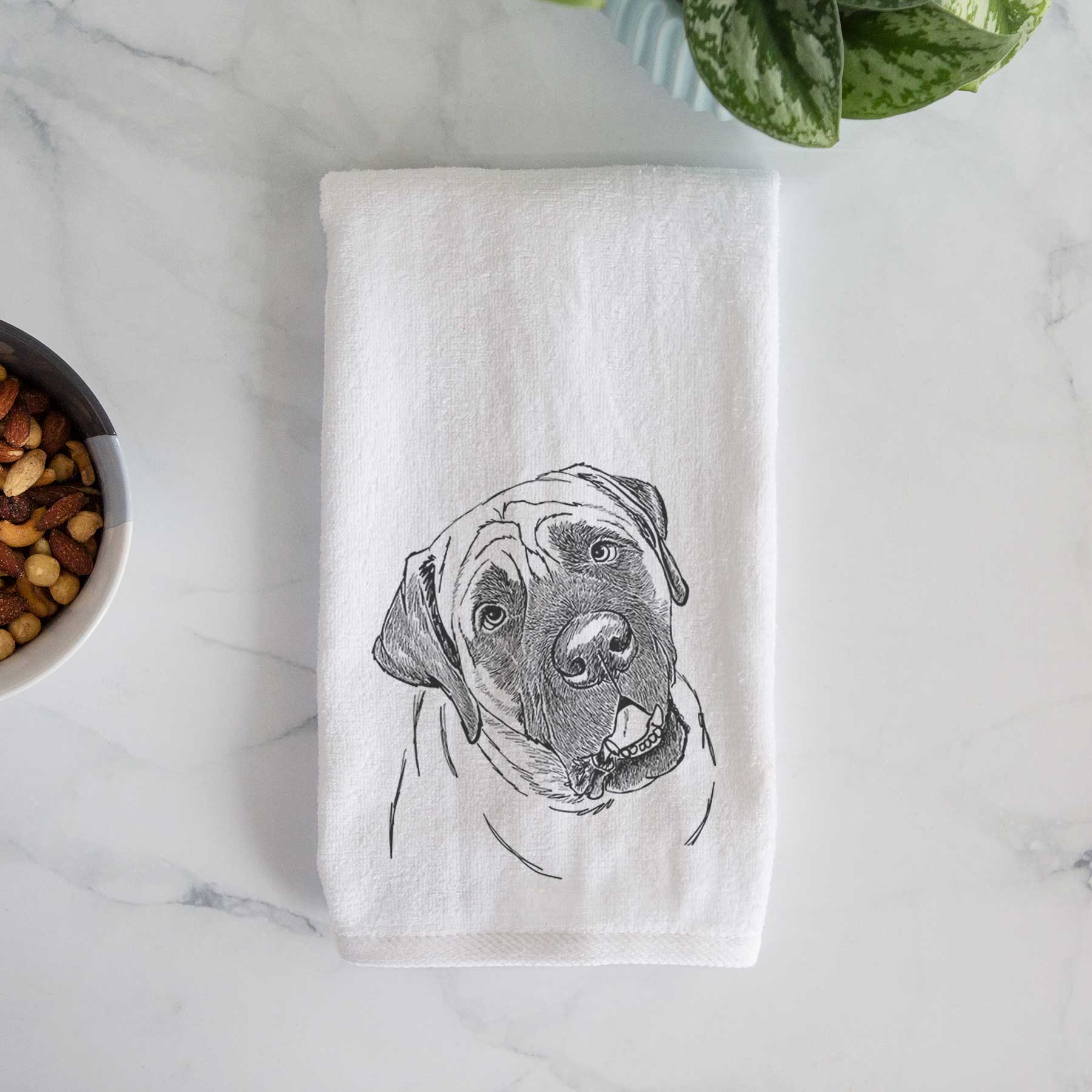 Doodled Jubilee the Mastiff Decorative Hand Towel