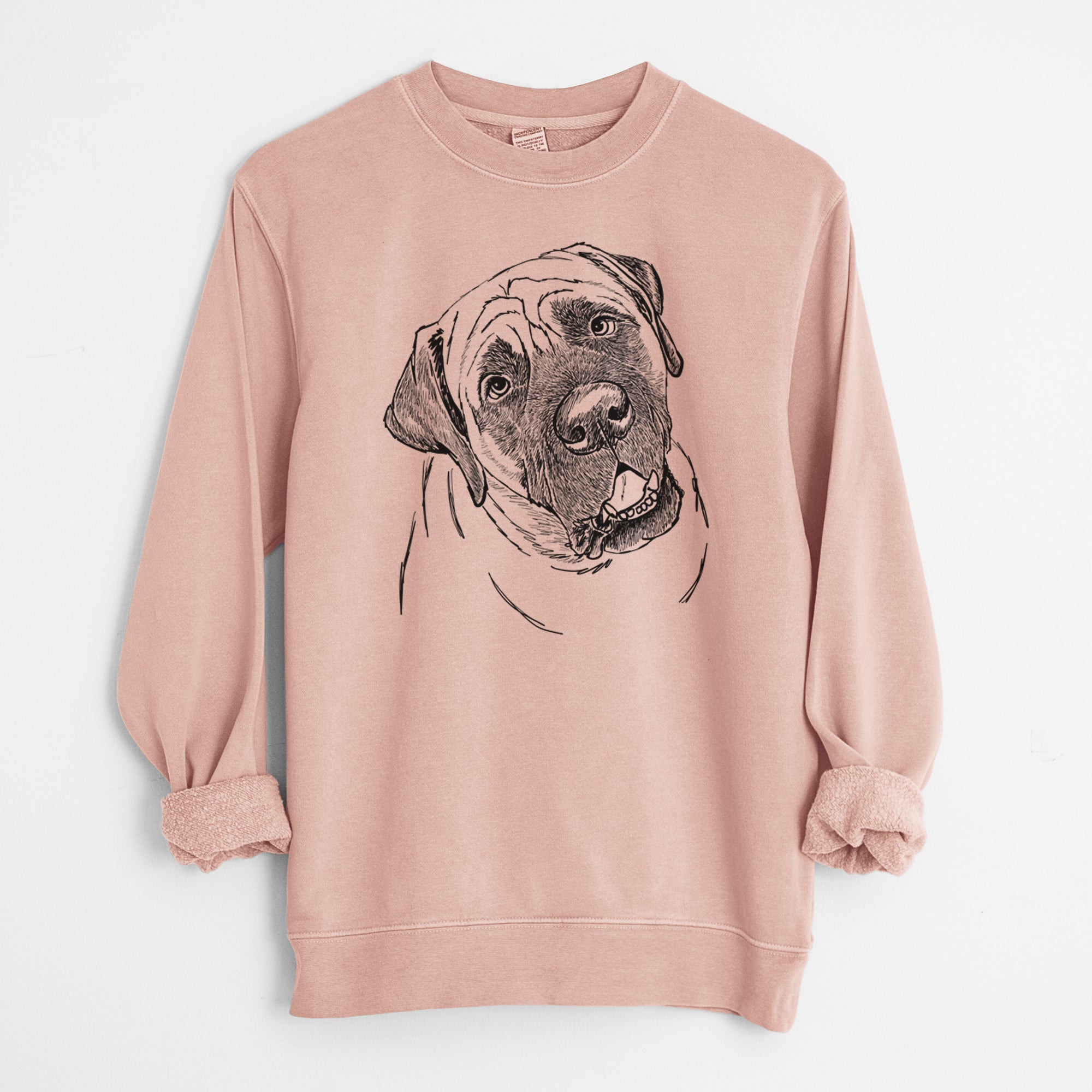 Doodled Jubilee the Mastiff - Unisex Pigment Dyed Crew Sweatshirt