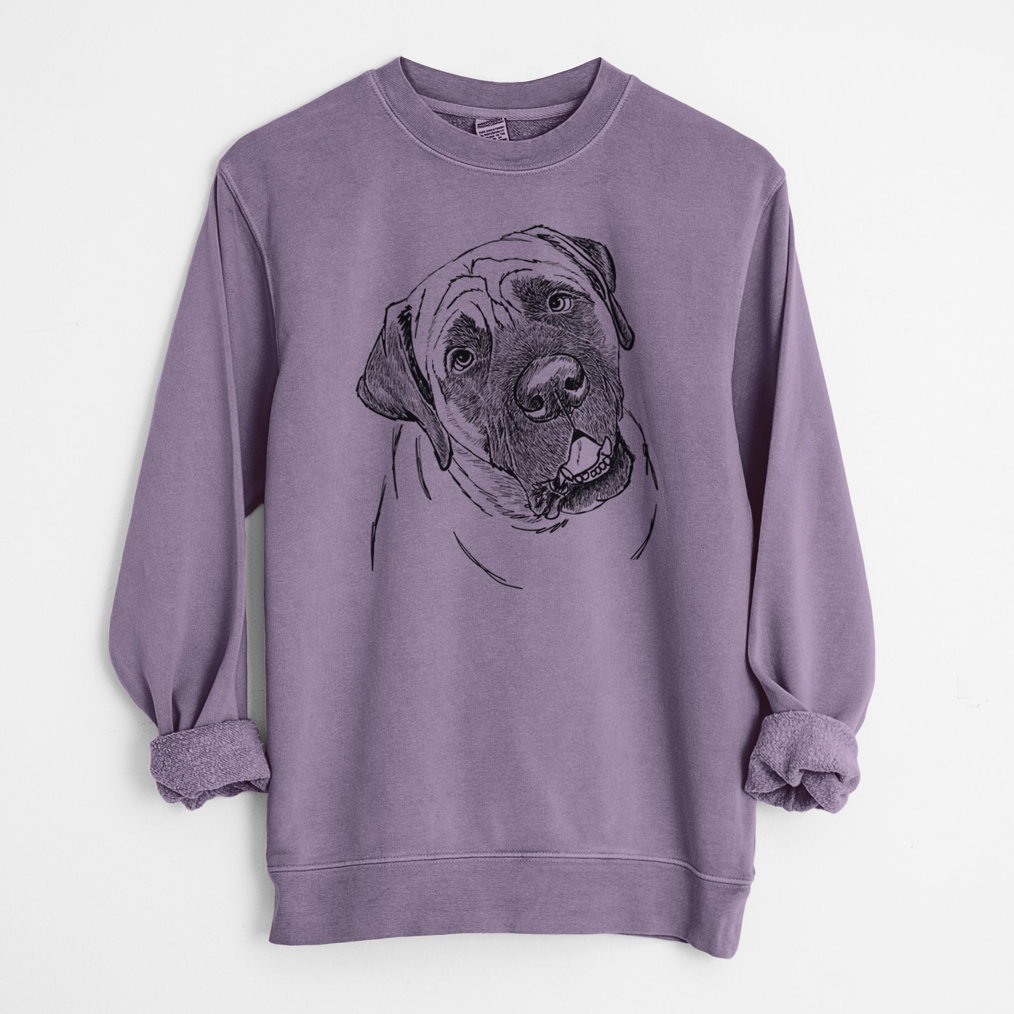 Doodled Jubilee the Mastiff - Unisex Pigment Dyed Crew Sweatshirt