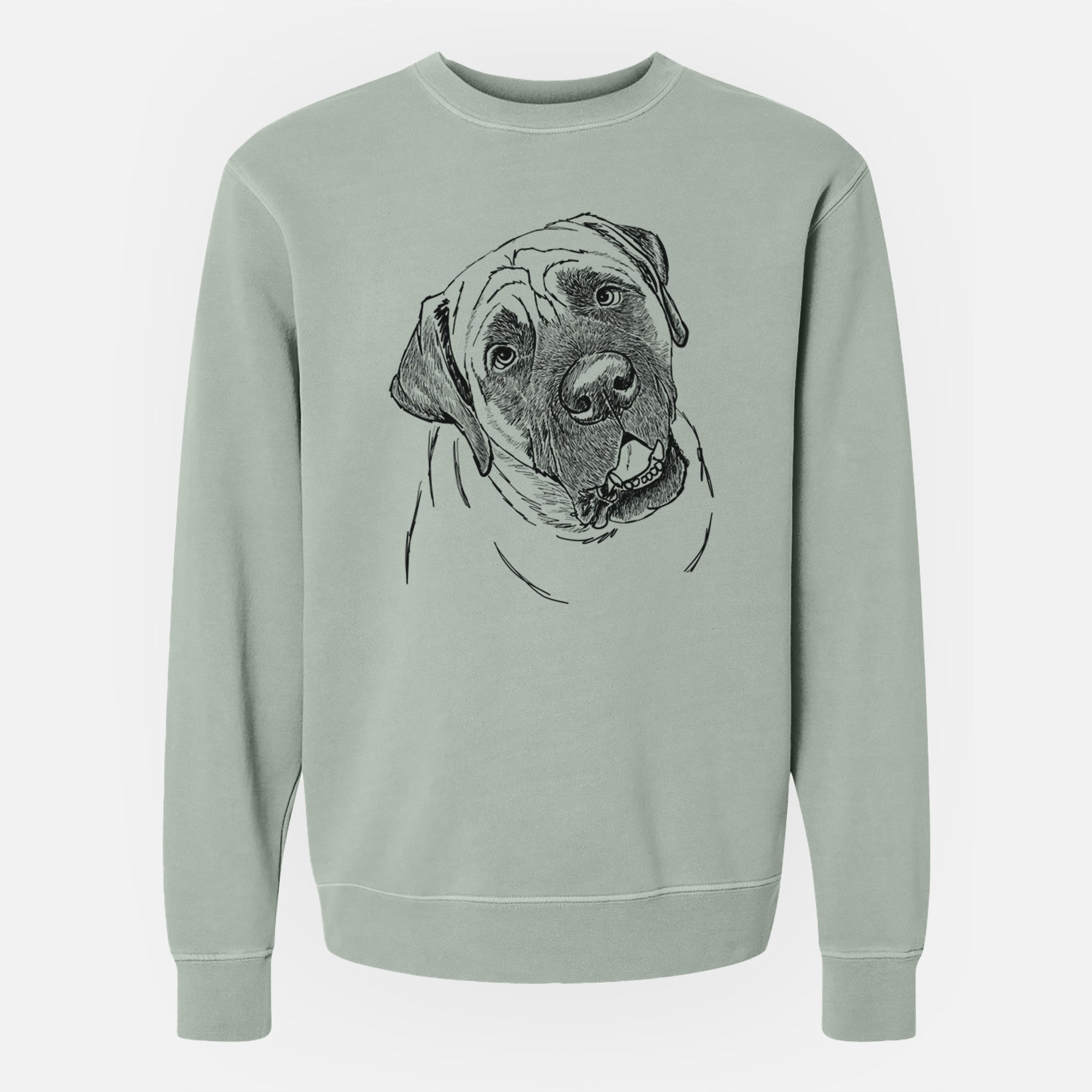 Doodled Jubilee the Mastiff - Unisex Pigment Dyed Crew Sweatshirt