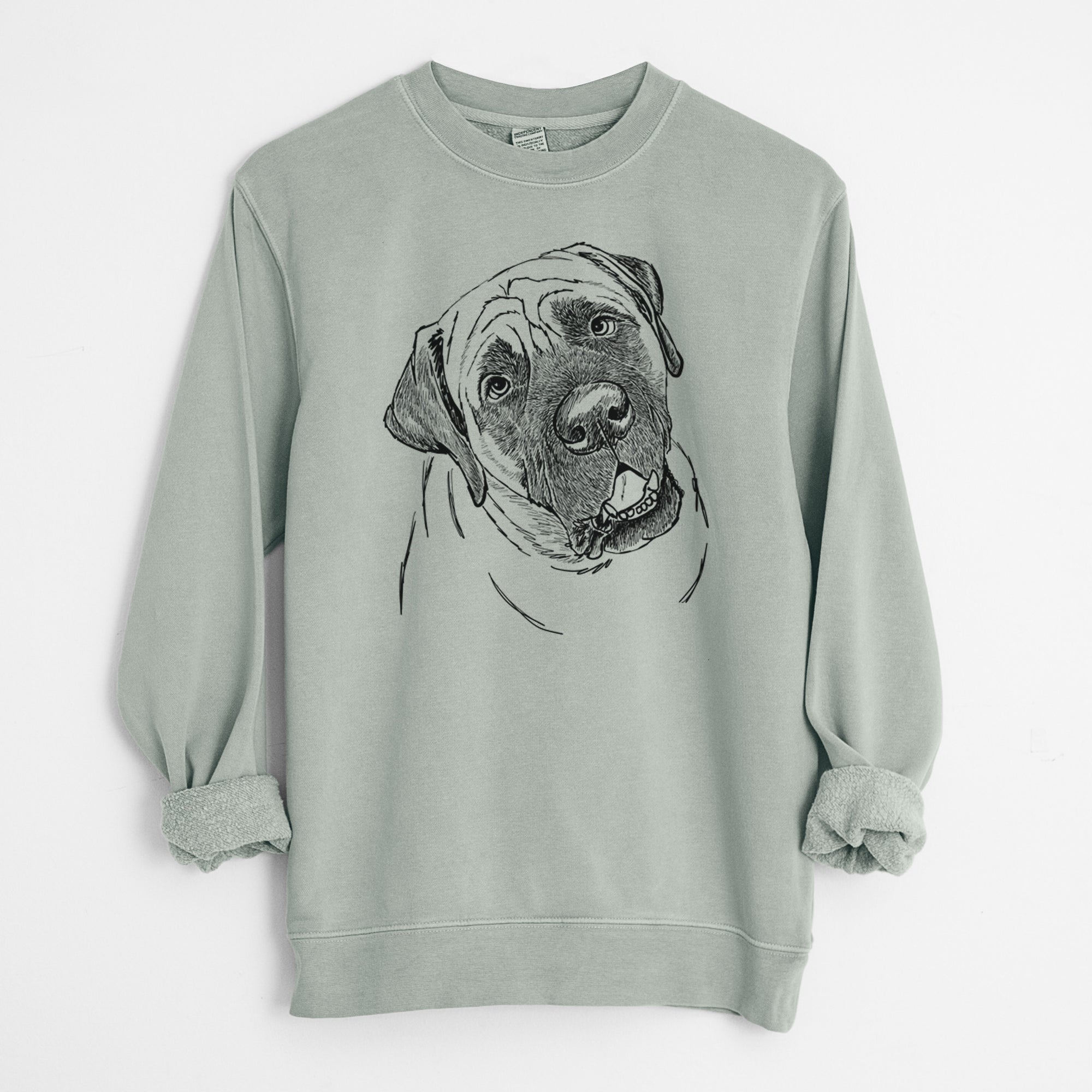 Doodled Jubilee the Mastiff - Unisex Pigment Dyed Crew Sweatshirt