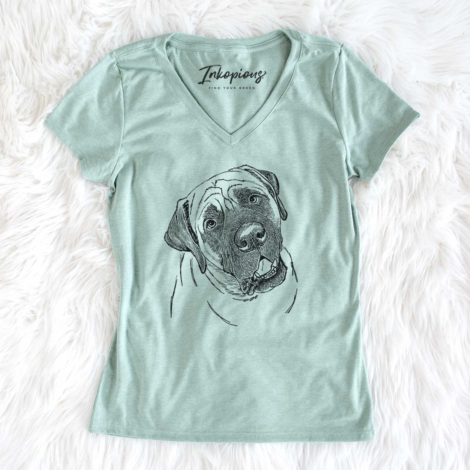 Doodled Jubilee the Mastiff - Women's V-neck Shirt
