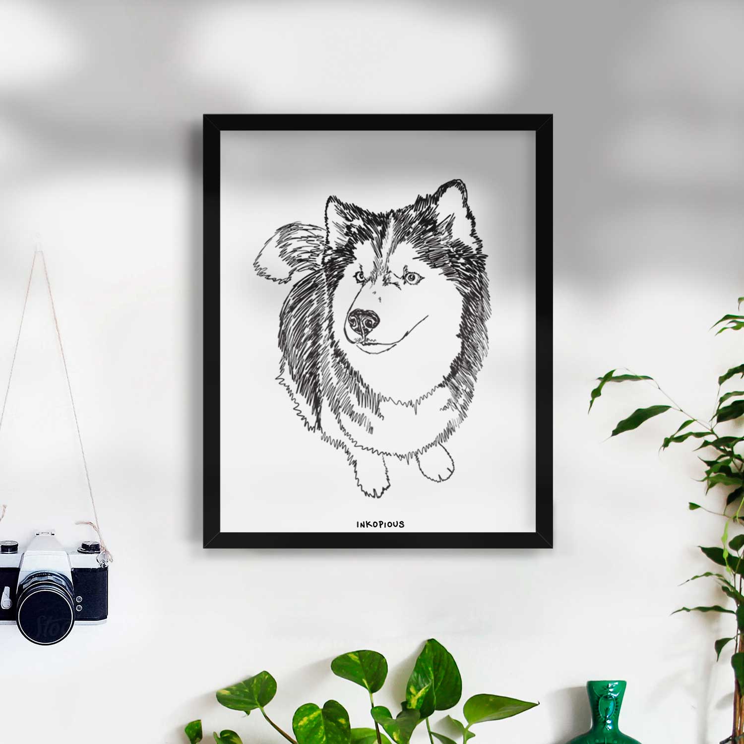 Doodled Kai the Siberian Husky Art Print