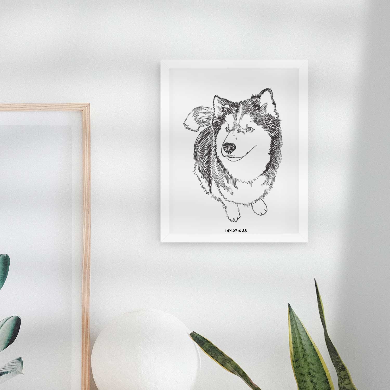 Doodled Kai the Siberian Husky Art Print