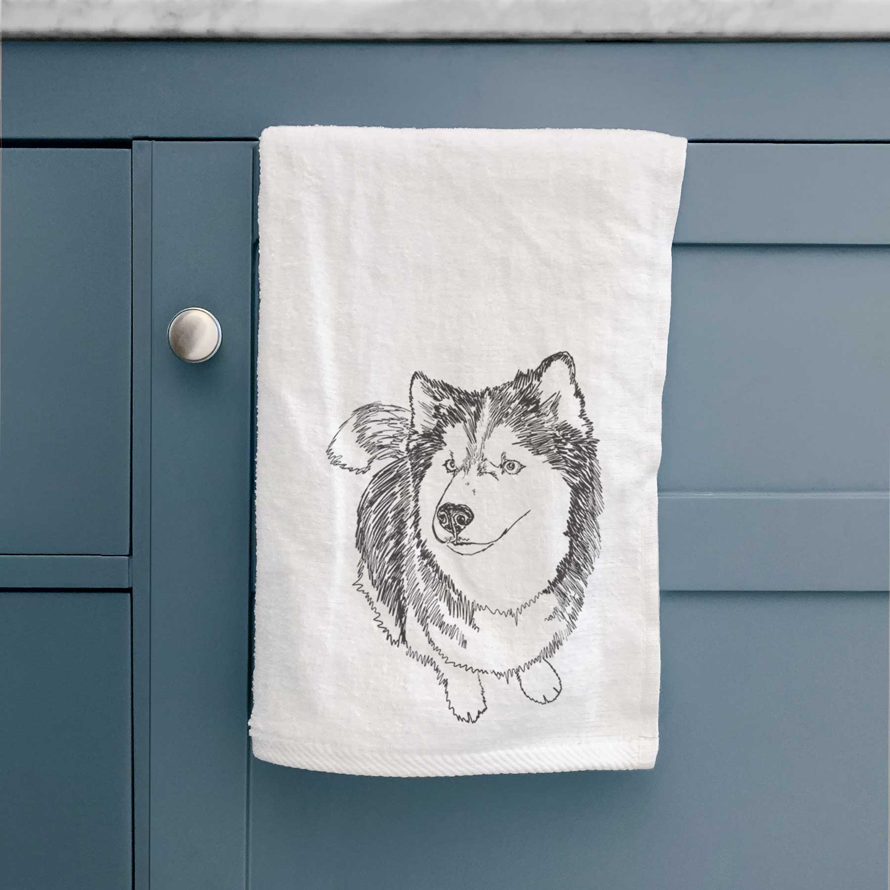 Doodled Kai the Siberian Husky Decorative Hand Towel