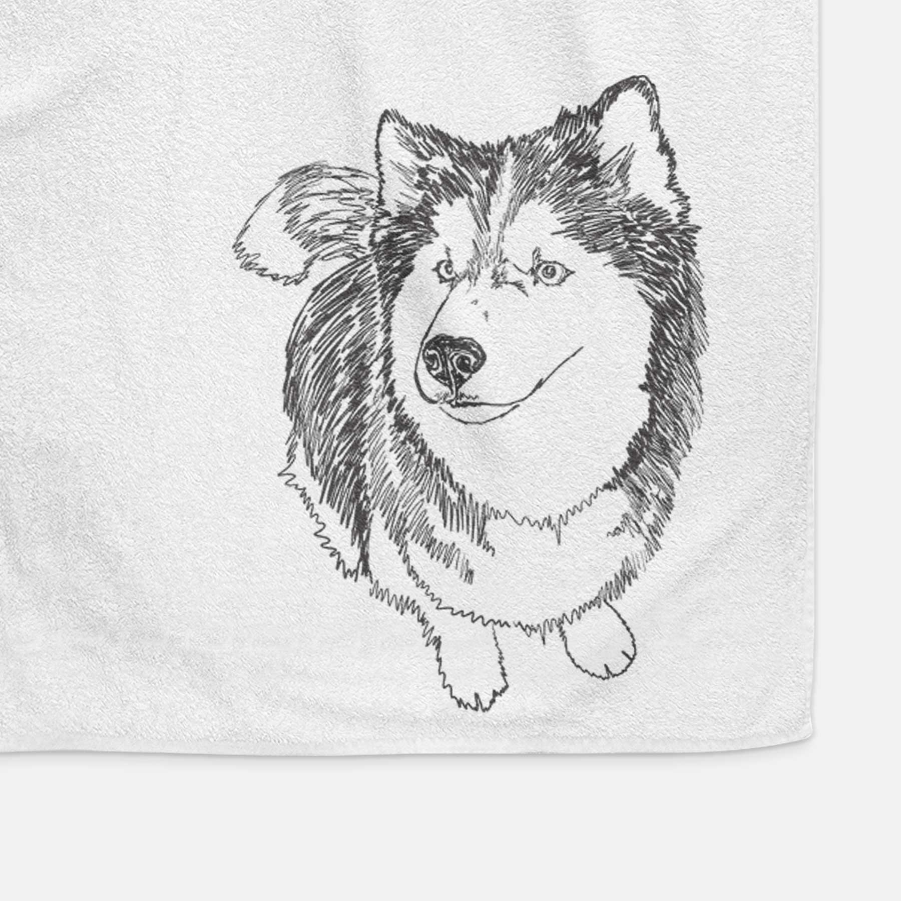 Doodled Kai the Siberian Husky Decorative Hand Towel