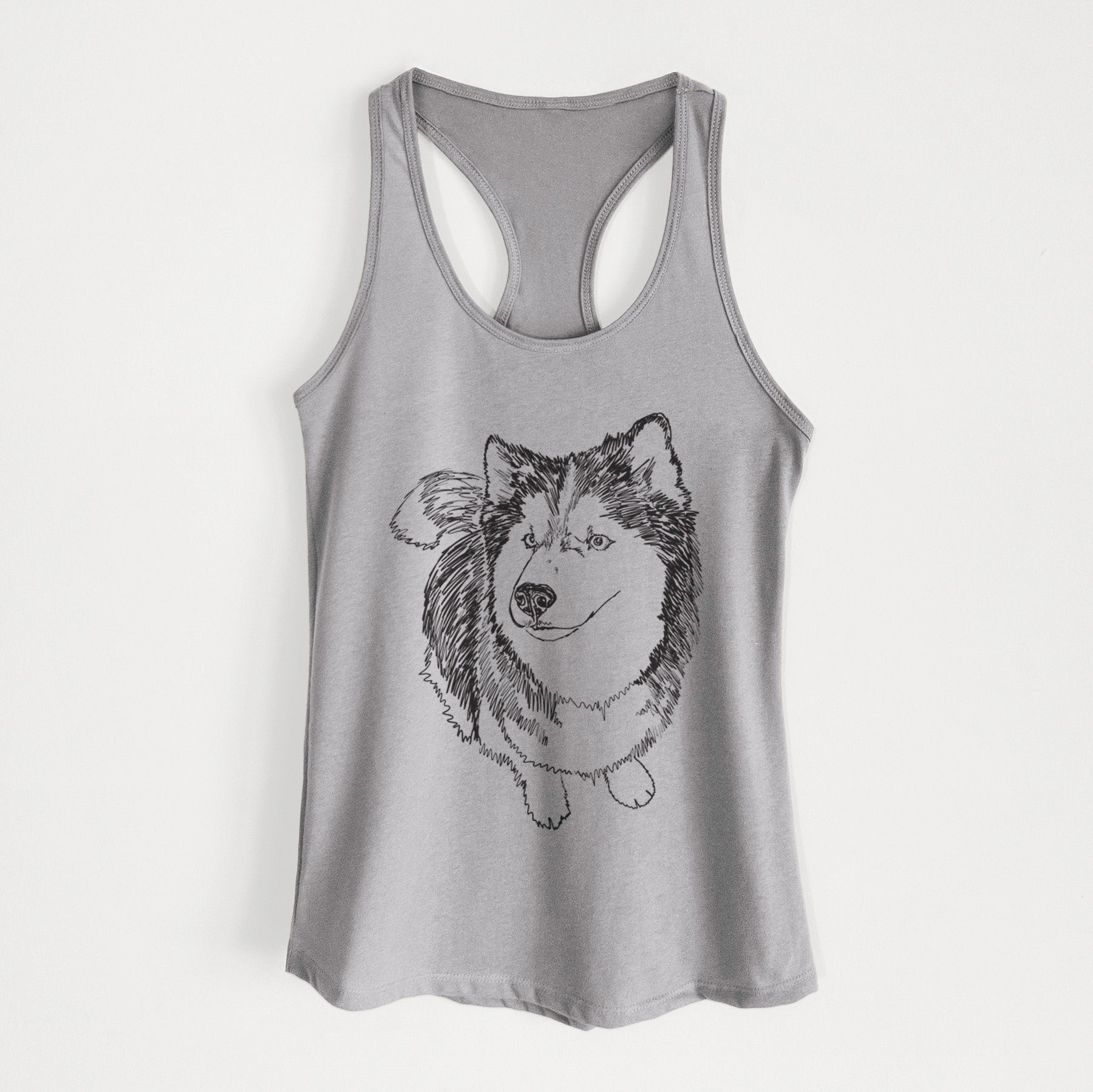 Doodled Kai the Siberian Husky - Women's Racerback Tanktop