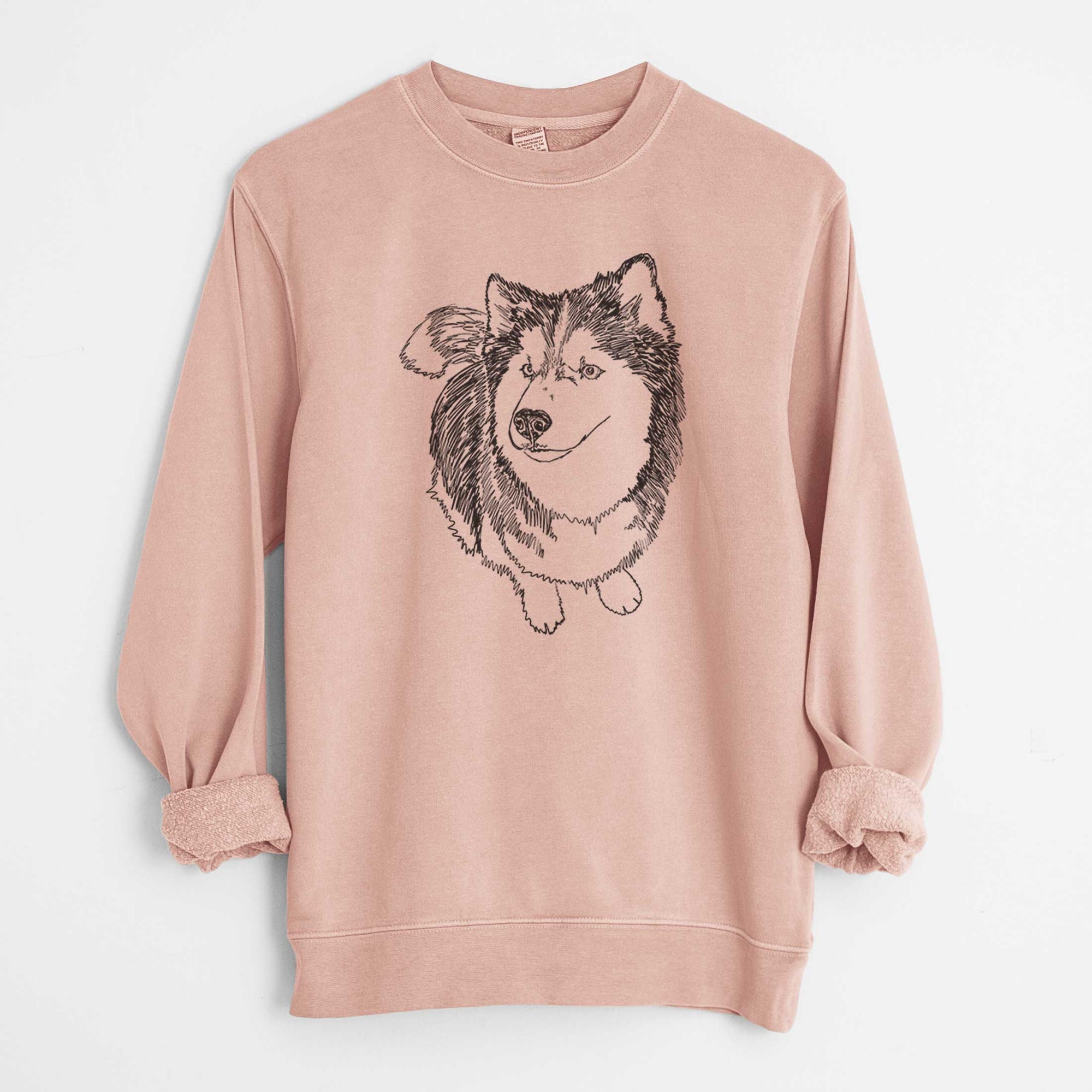 Doodled Kai the Siberian Husky - Unisex Pigment Dyed Crew Sweatshirt