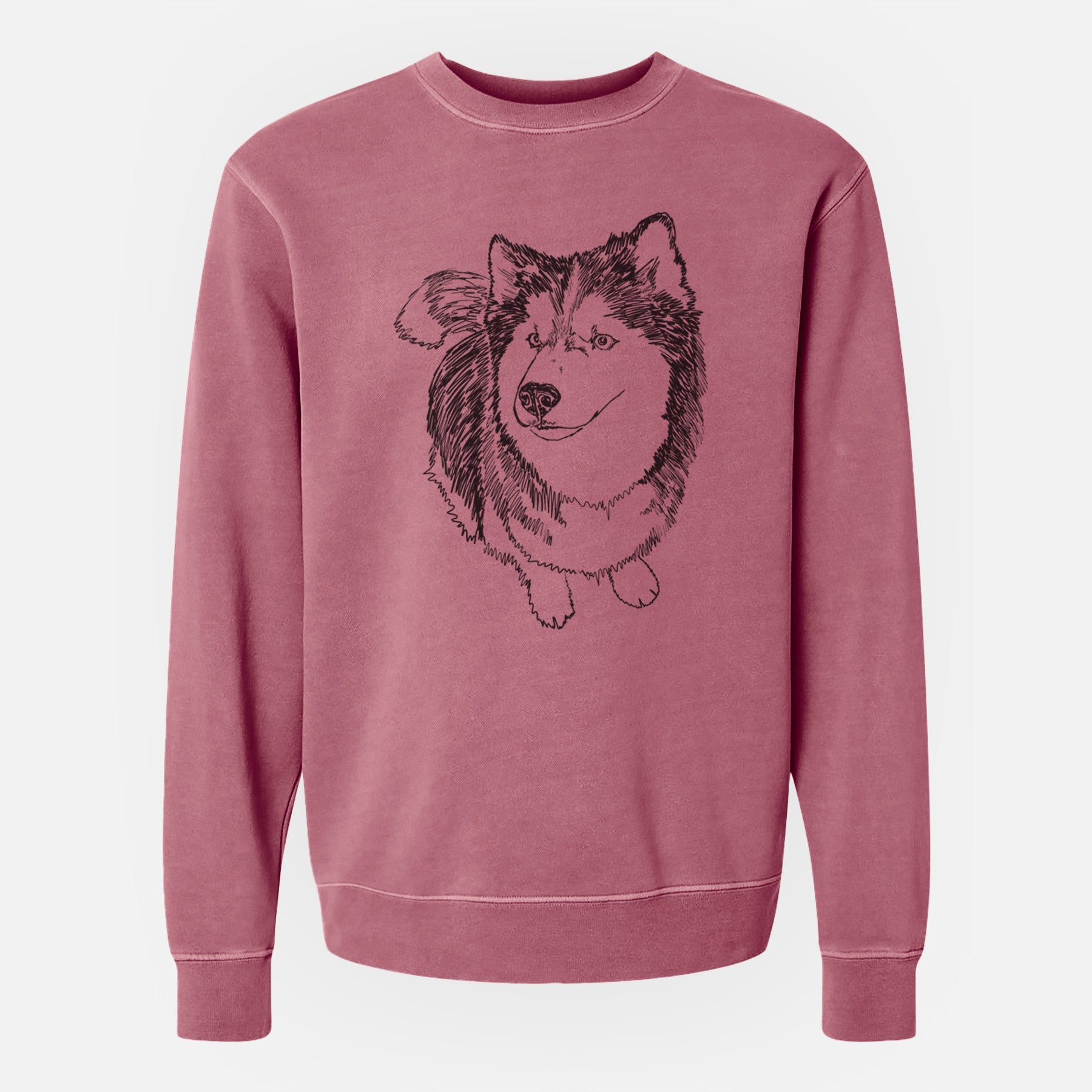 Doodled Kai the Siberian Husky - Unisex Pigment Dyed Crew Sweatshirt