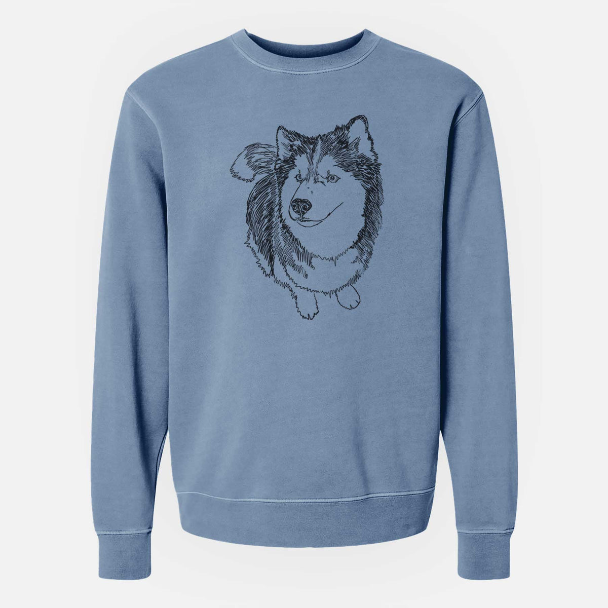 Doodled Kai the Siberian Husky - Unisex Pigment Dyed Crew Sweatshirt