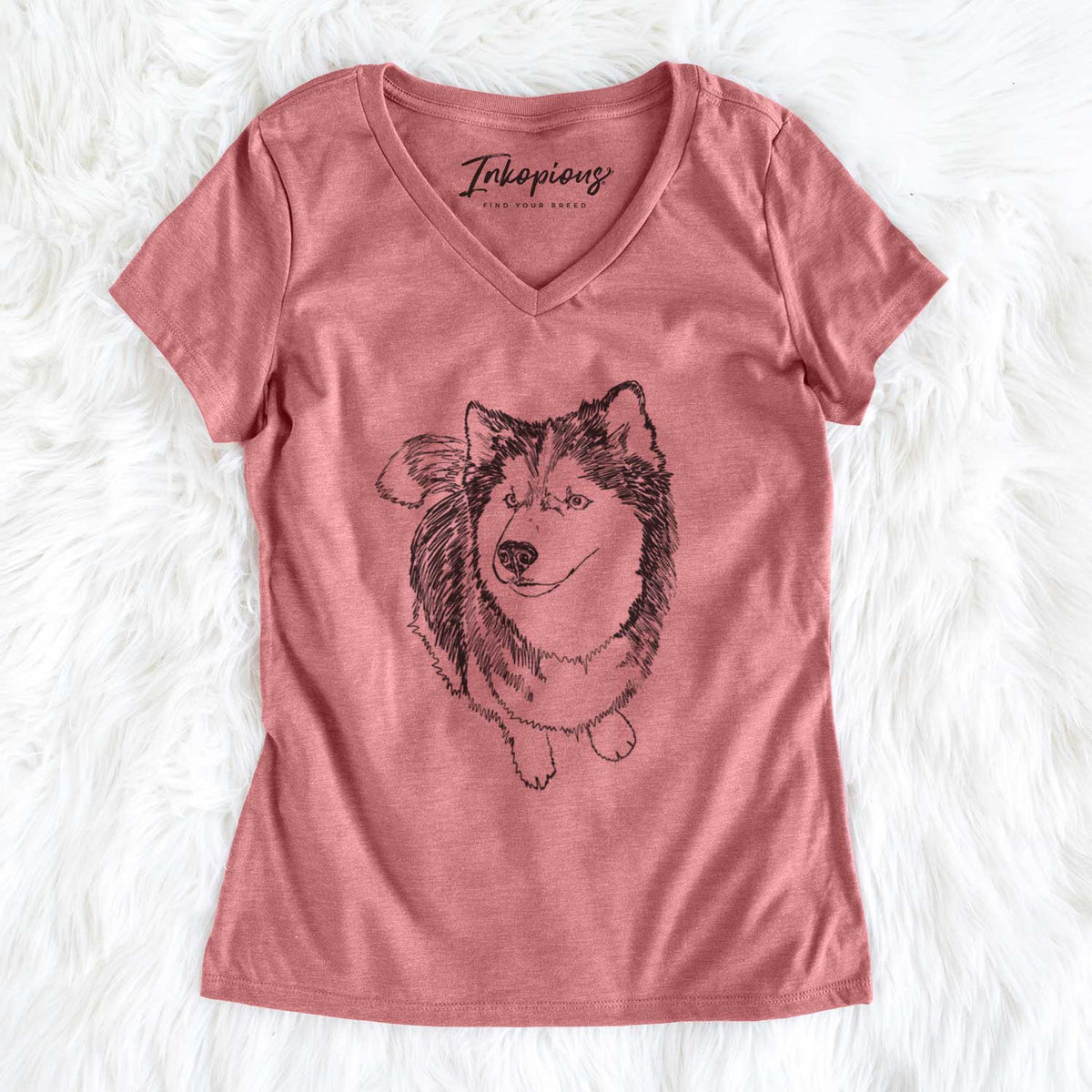 Doodled Kai the Siberian Husky - Women&#39;s V-neck Shirt