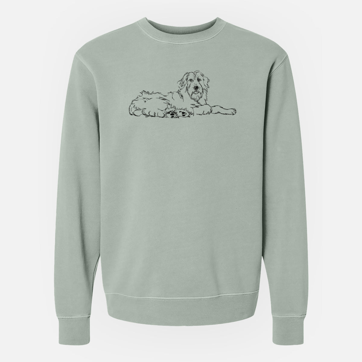 Doodled Kate the Goldendoodle - Unisex Pigment Dyed Crew Sweatshirt
