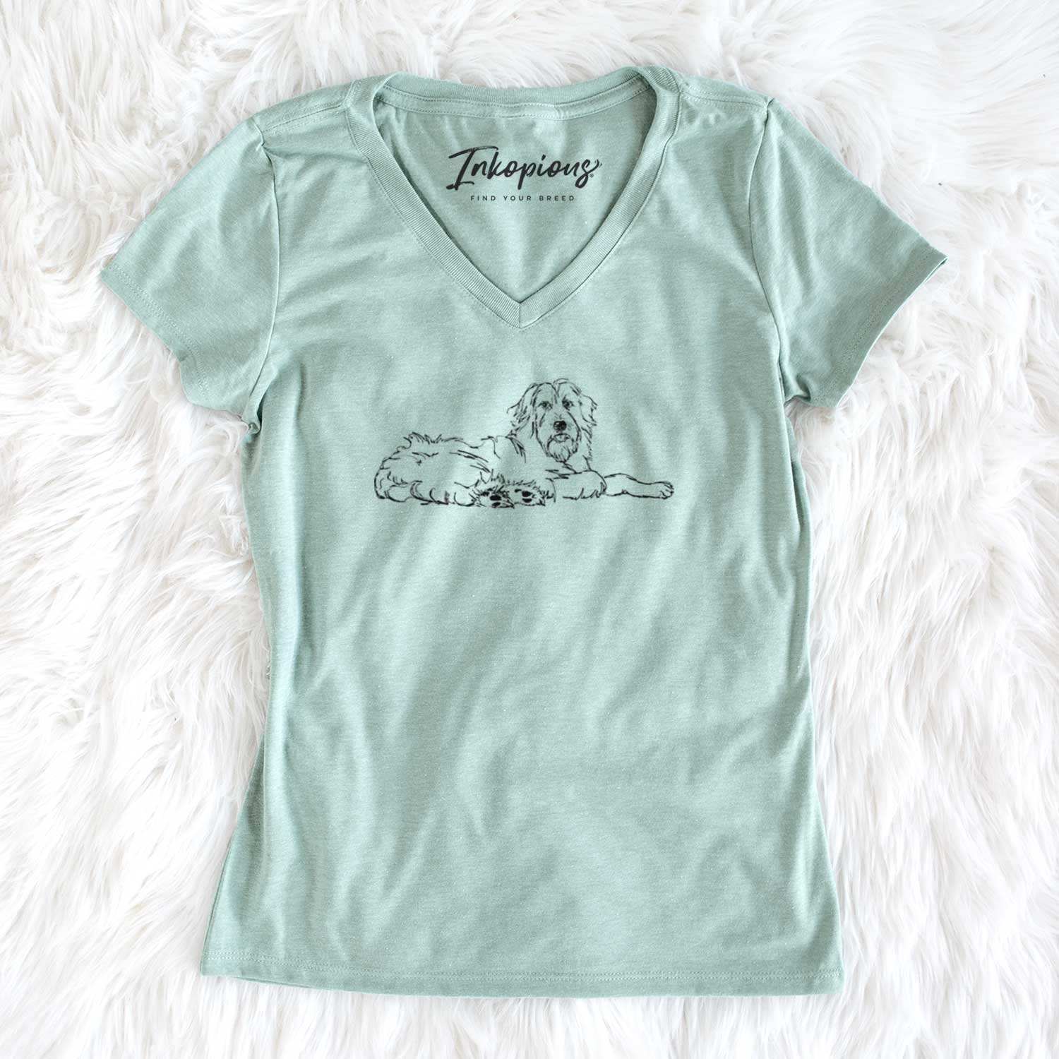 Doodled Kate the Goldendoodle - Women's V-neck Shirt