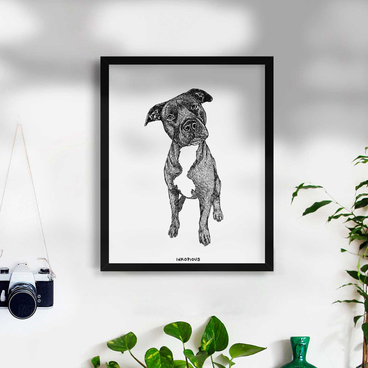 Doodled Kaya the Pitbull Mix Art Print