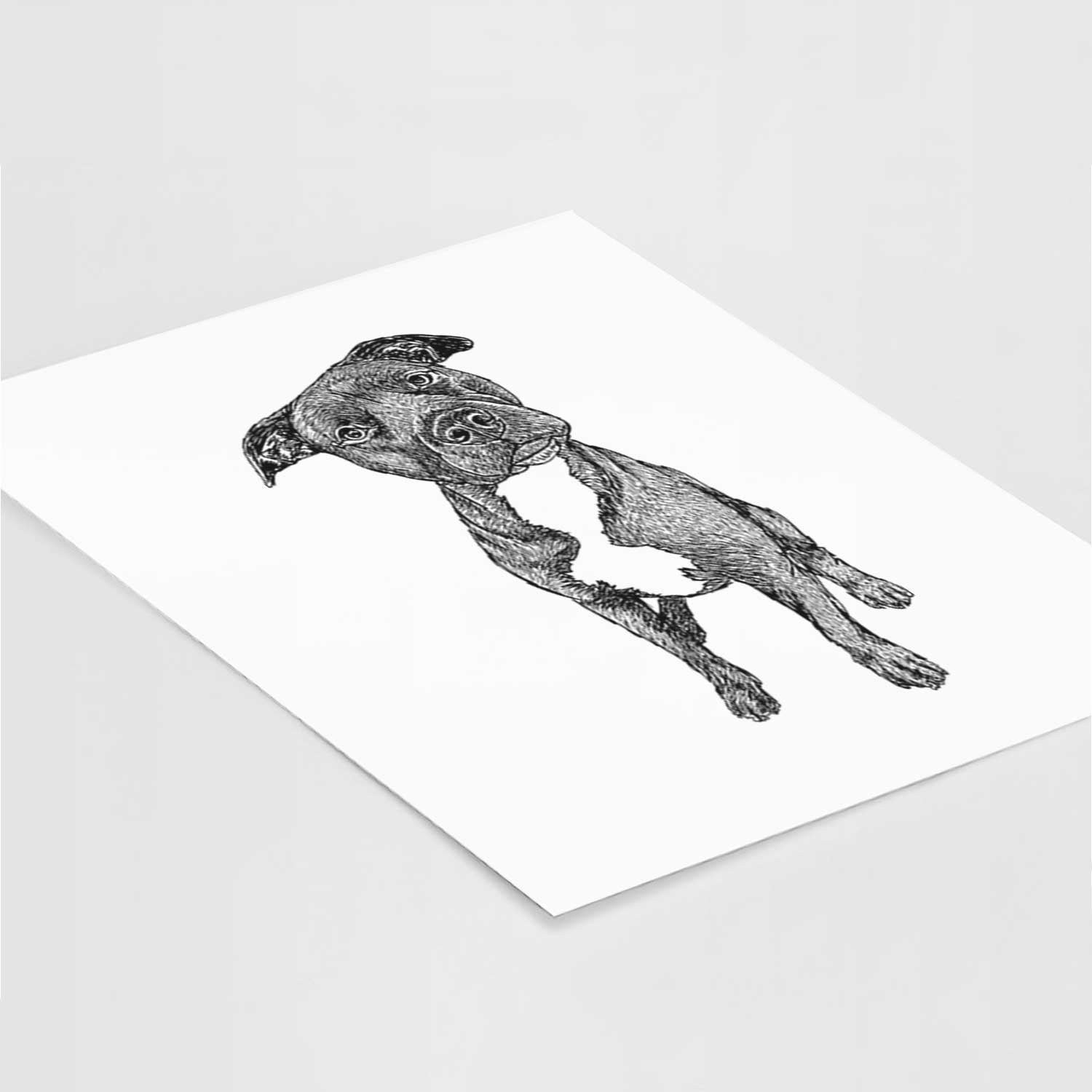 Doodled Kaya the Pitbull Mix Art Print