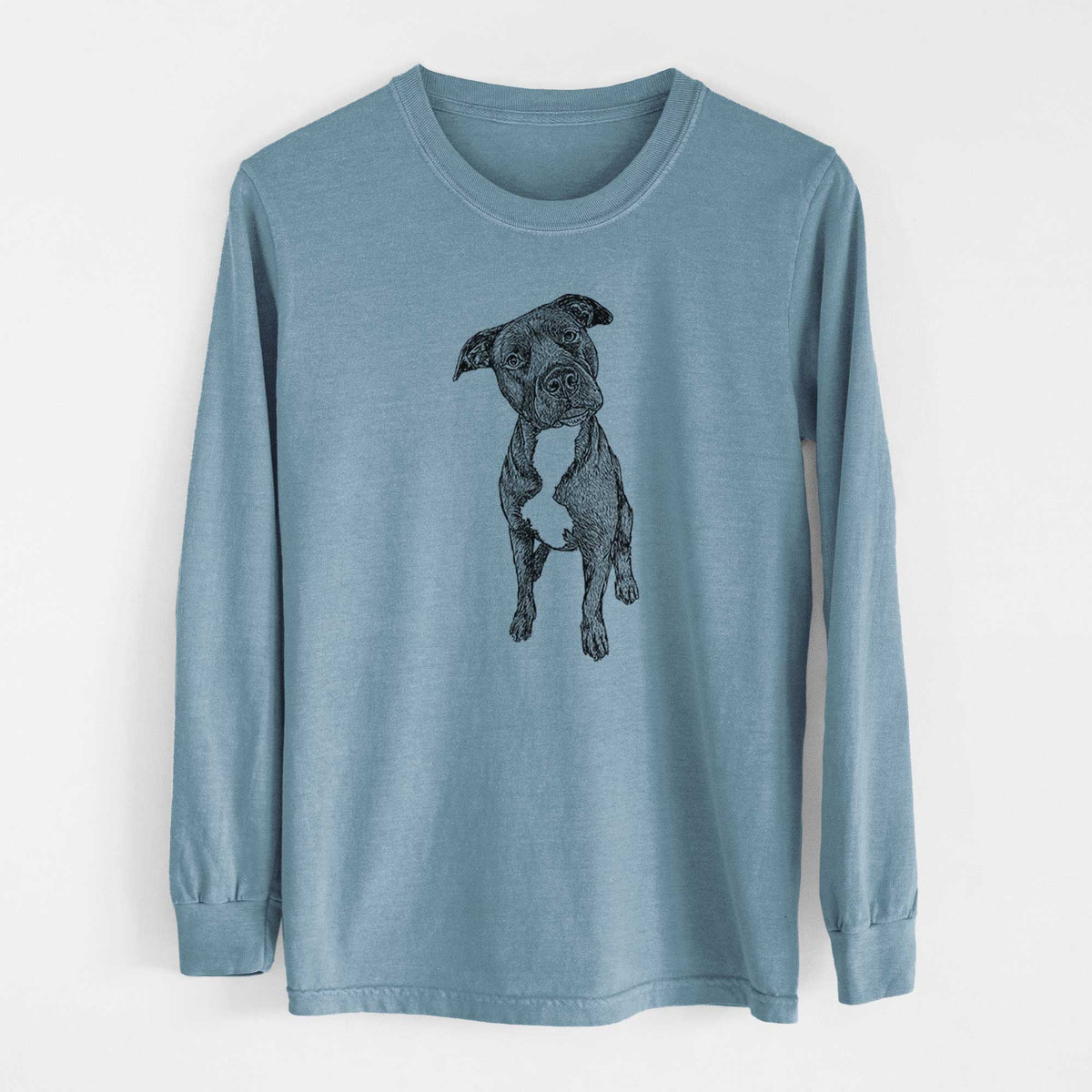 Doodled Kaya the Pitbull Mix - Heavyweight 100% Cotton Long Sleeve