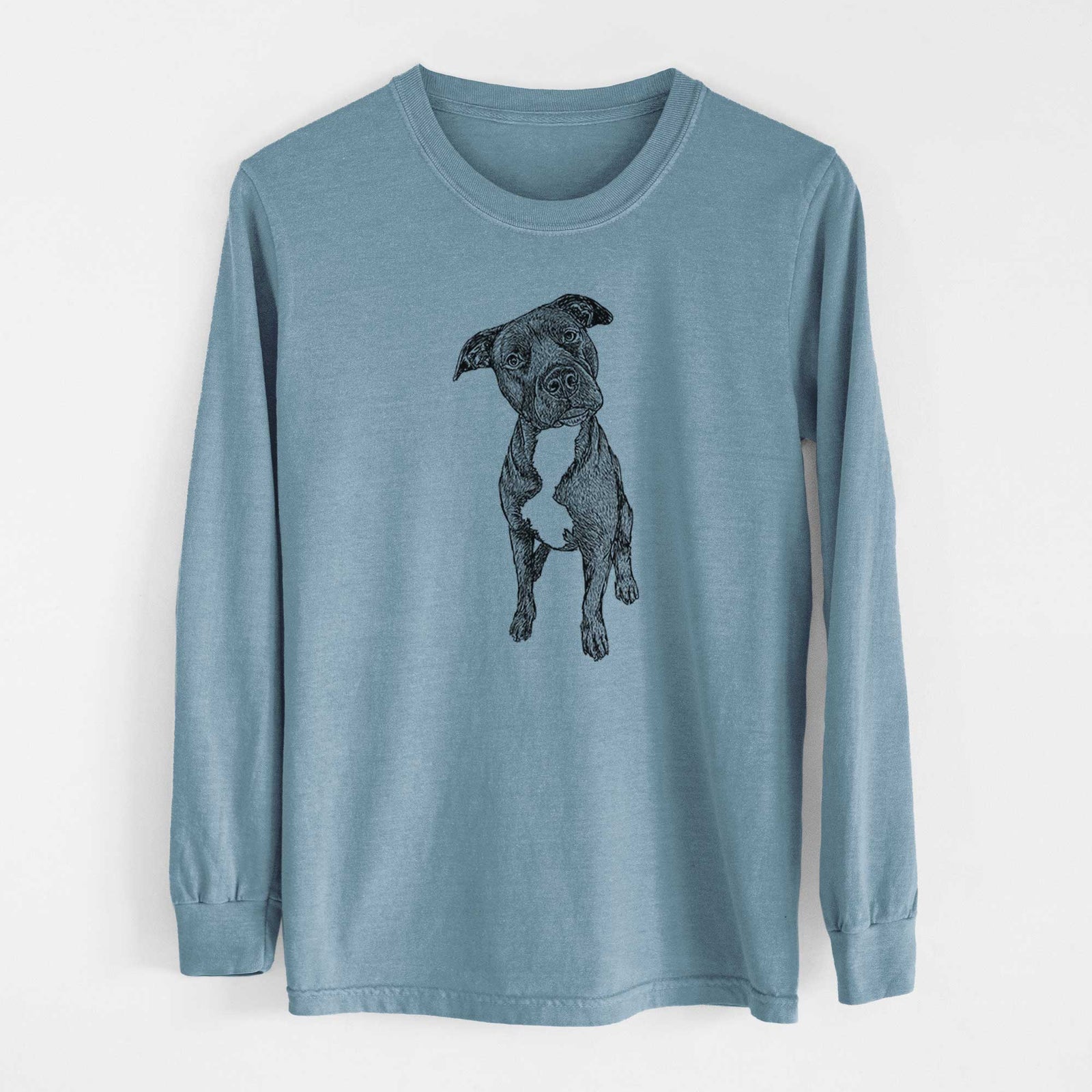 Doodled Kaya the Pitbull Mix - Heavyweight 100% Cotton Long Sleeve