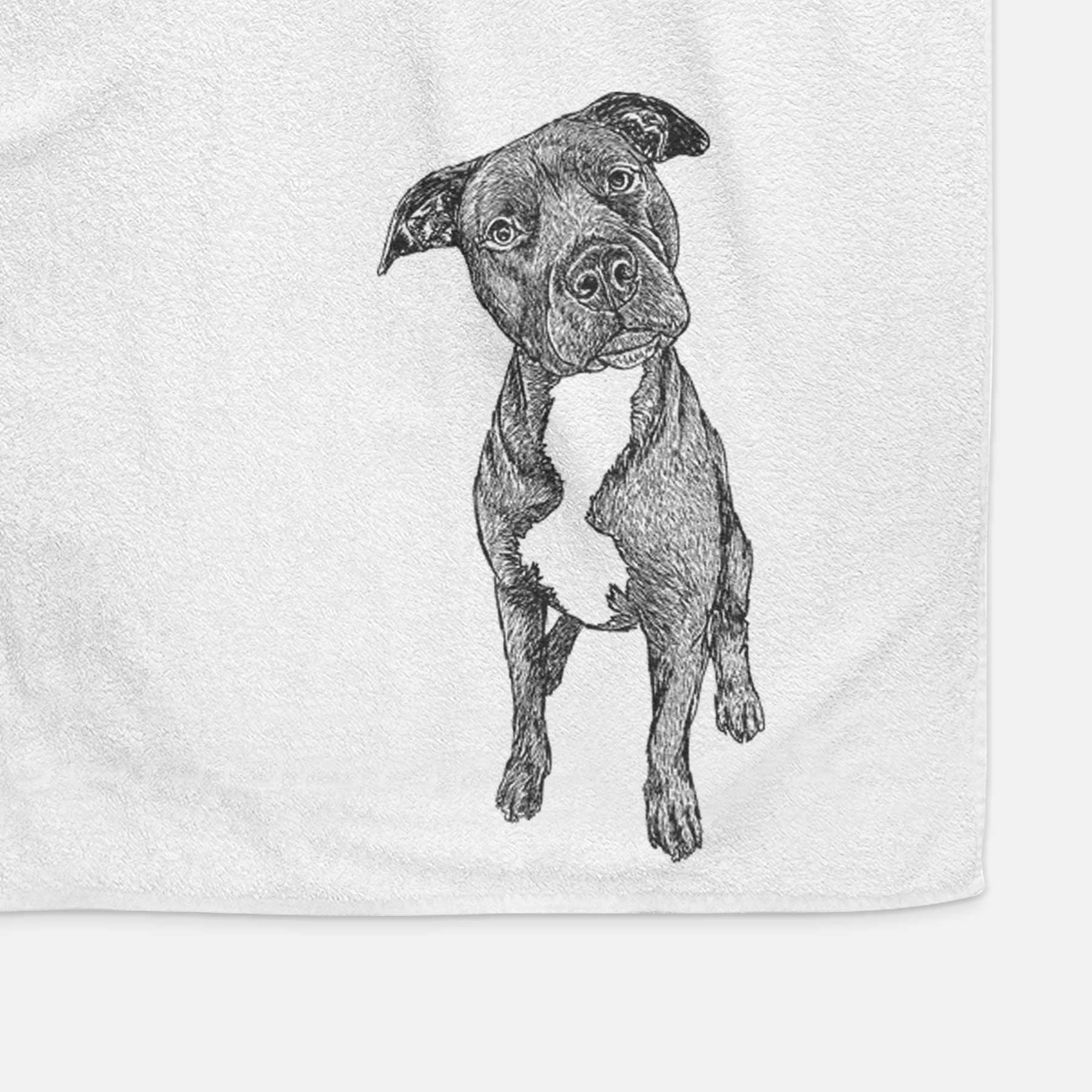 Doodled Kaya the Pitbull Mix Decorative Hand Towel