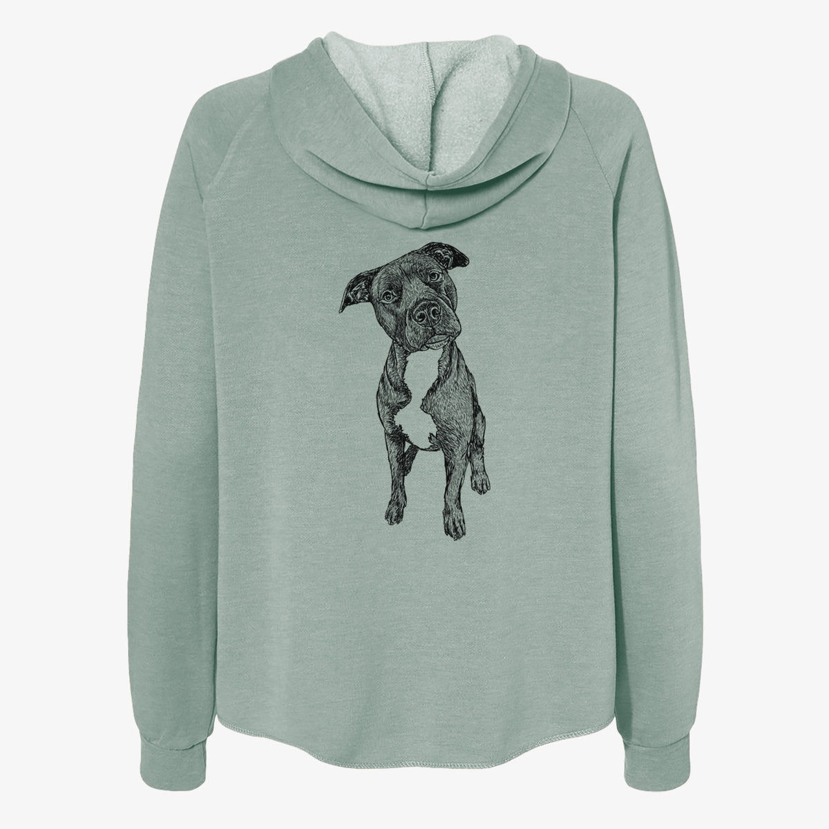 Doodled Kaya the Pitbull Mix - Women's Cali Wave Zip-Up Sweatshirt