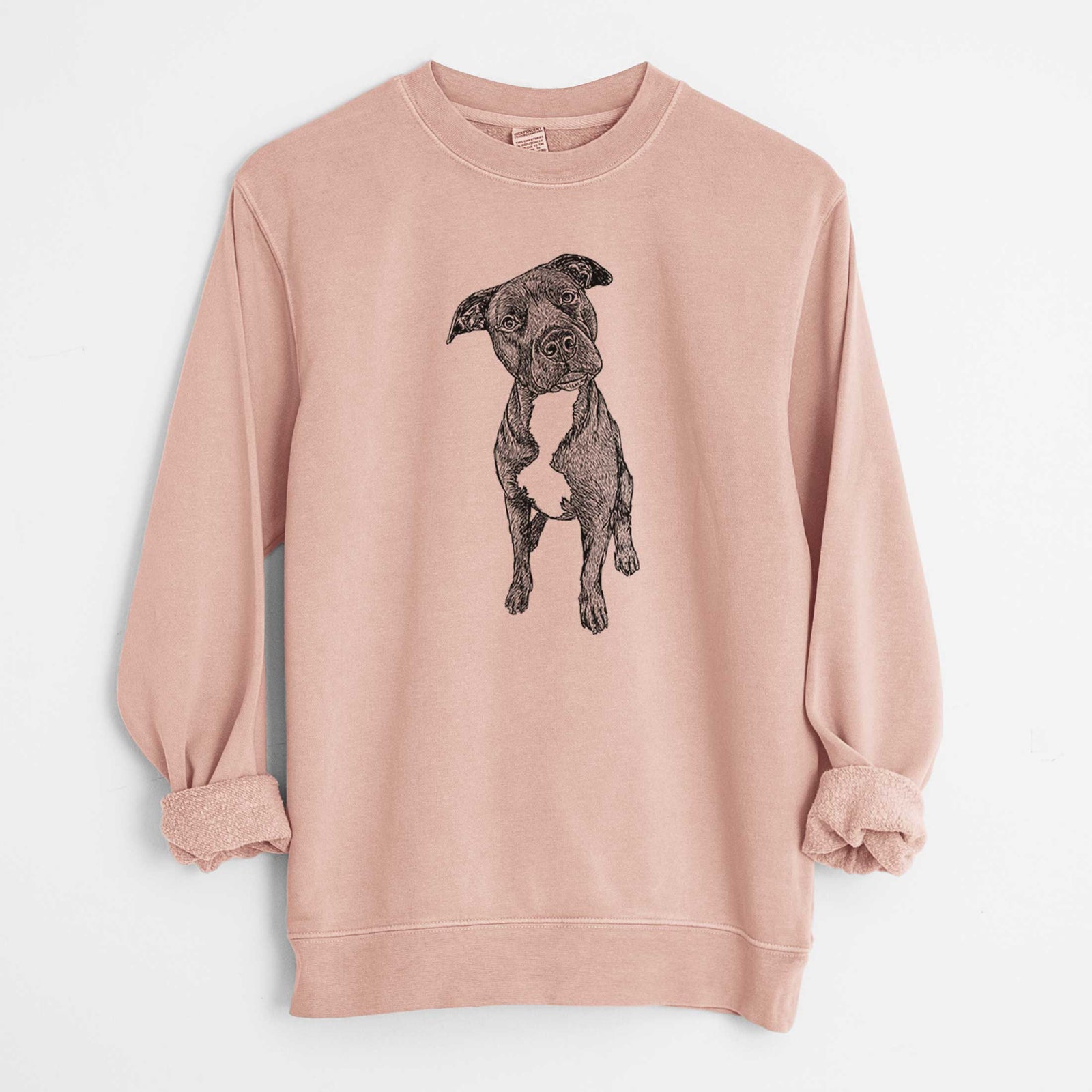 Doodled Kaya the Pitbull Mix - Unisex Pigment Dyed Crew Sweatshirt