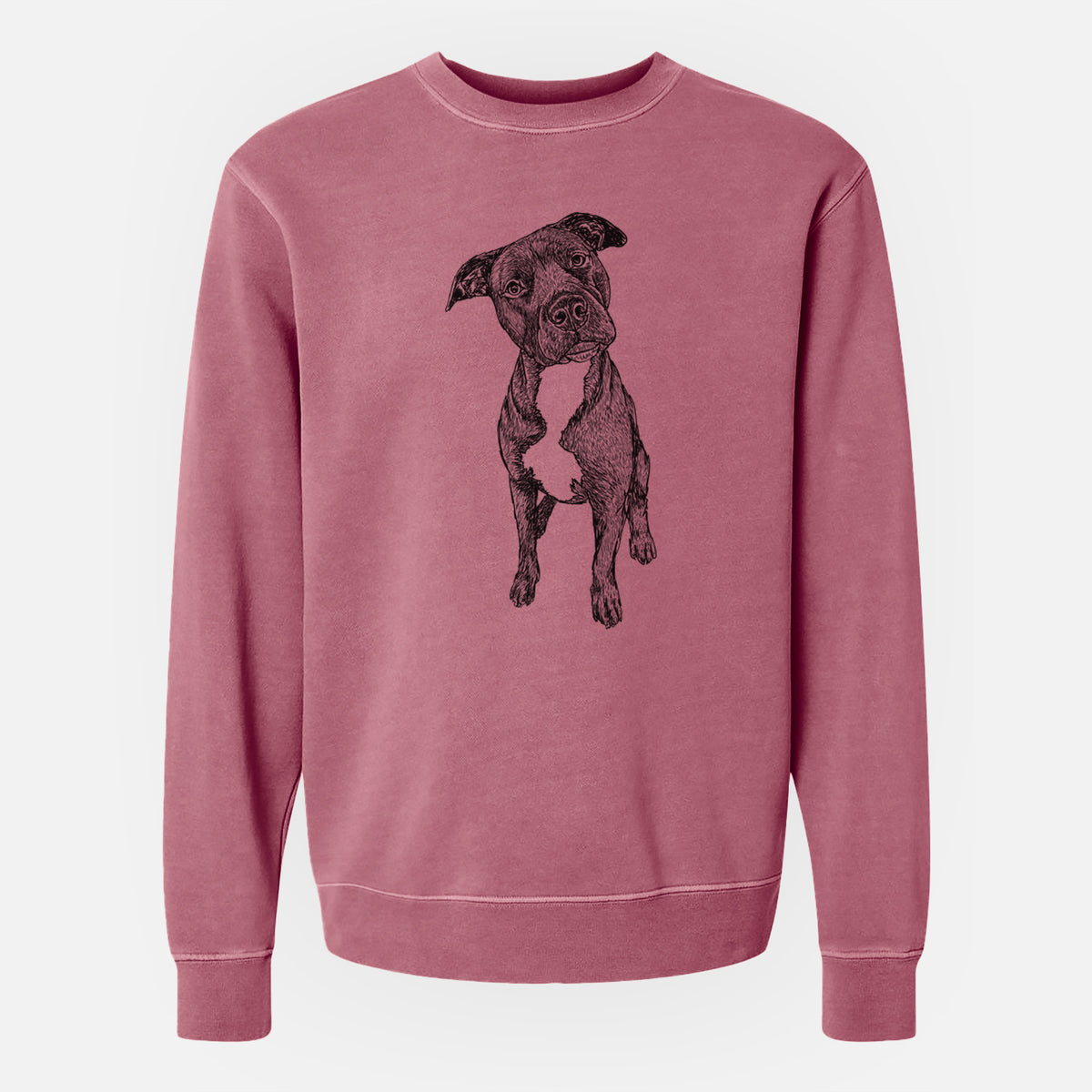 Doodled Kaya the Pitbull Mix - Unisex Pigment Dyed Crew Sweatshirt