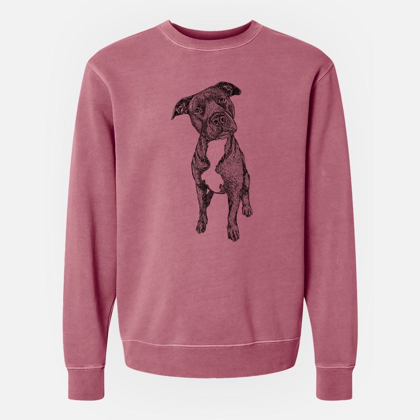 Doodled Kaya the Pitbull Mix - Unisex Pigment Dyed Crew Sweatshirt