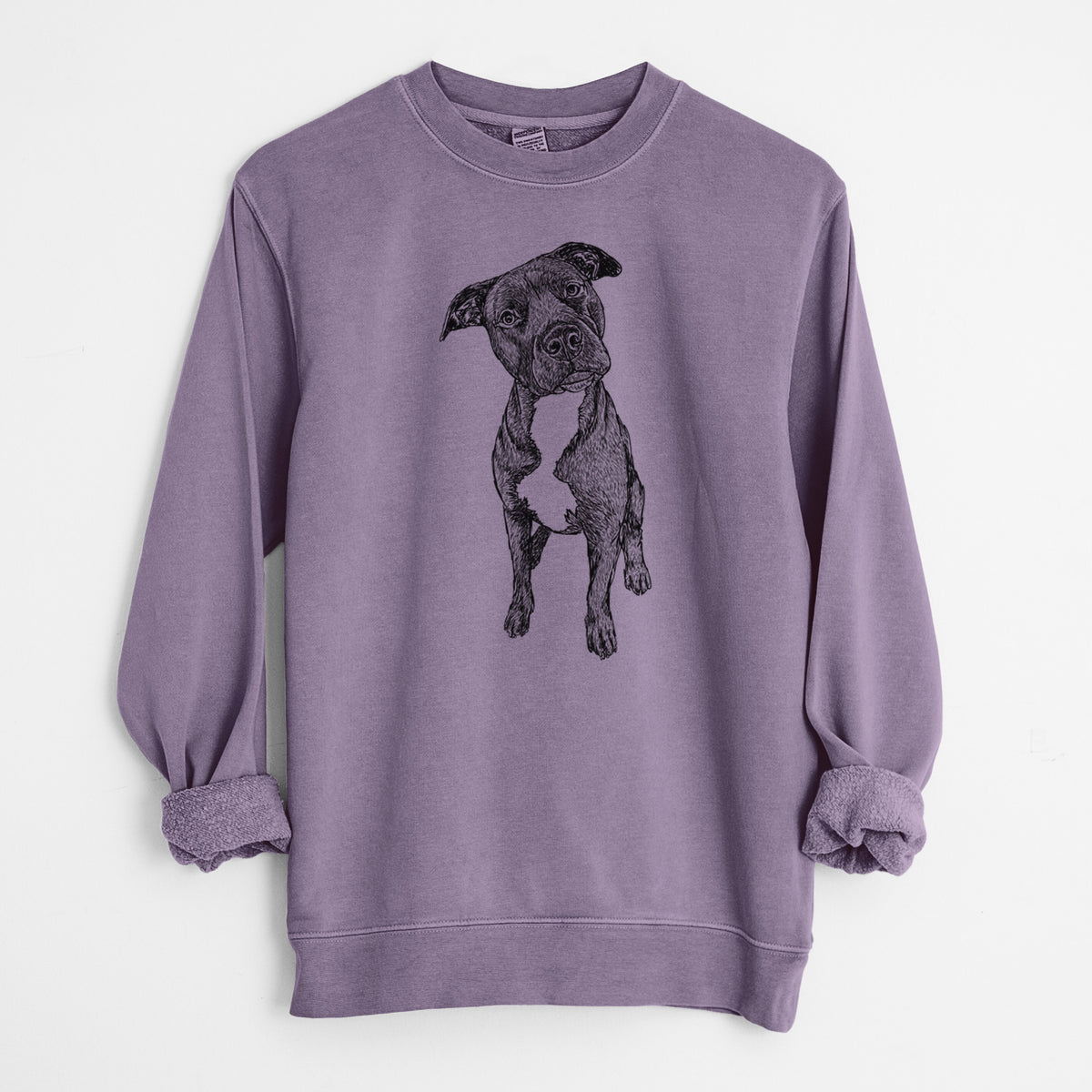 Doodled Kaya the Pitbull Mix - Unisex Pigment Dyed Crew Sweatshirt