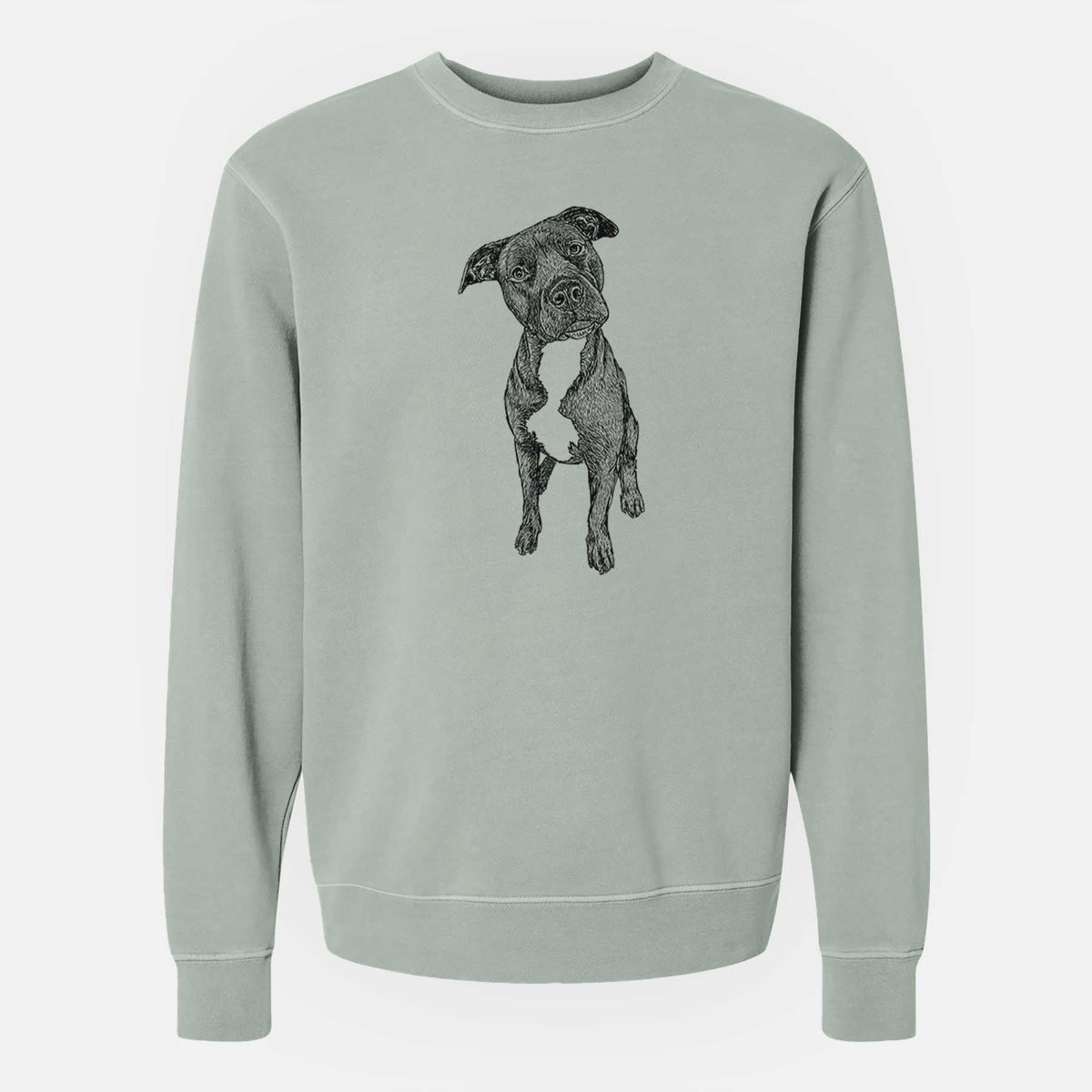 Doodled Kaya the Pitbull Mix - Unisex Pigment Dyed Crew Sweatshirt