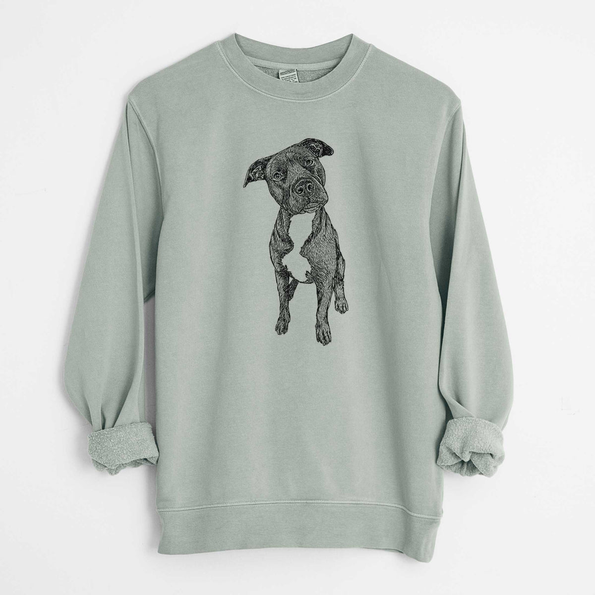 Doodled Kaya the Pitbull Mix - Unisex Pigment Dyed Crew Sweatshirt
