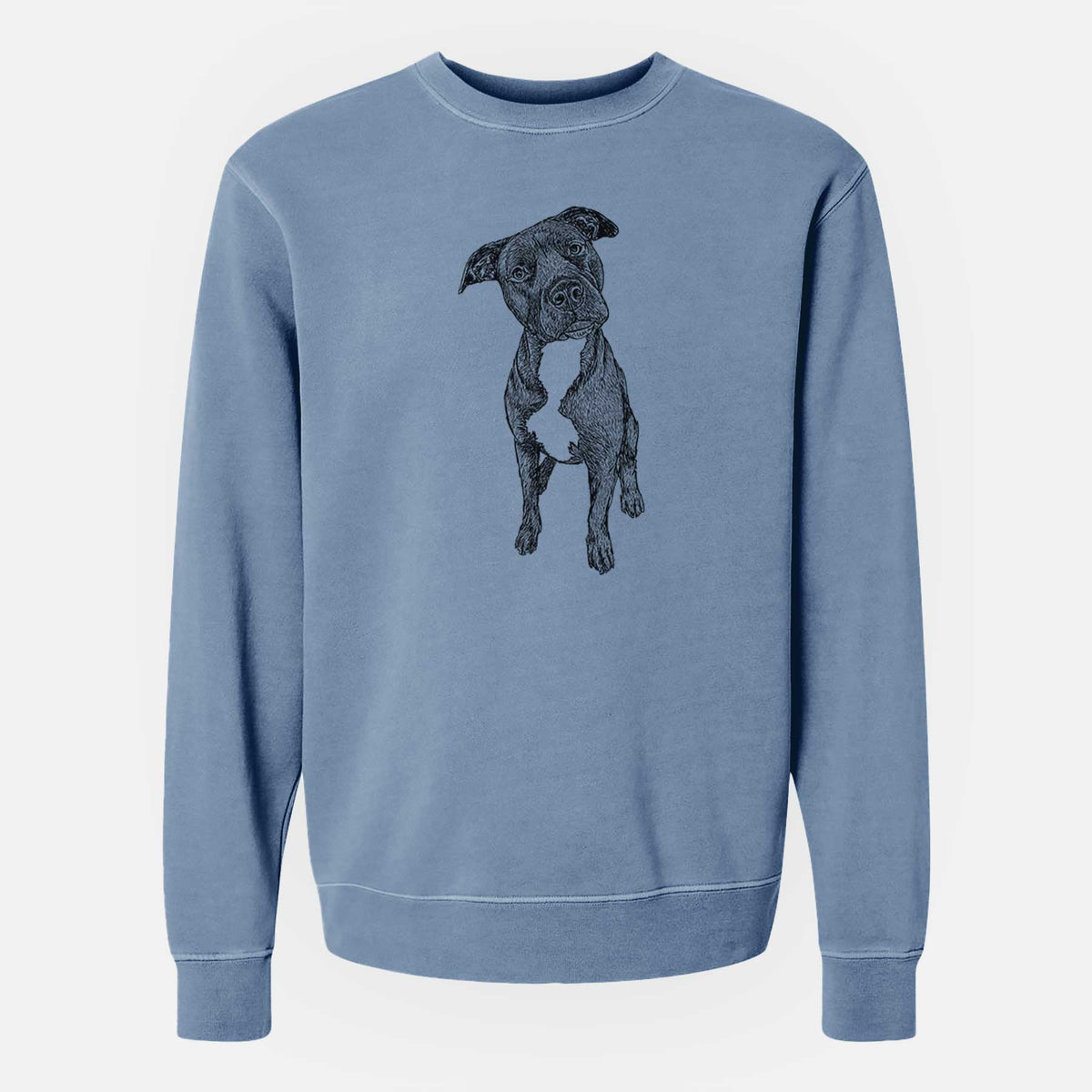 Doodled Kaya the Pitbull Mix - Unisex Pigment Dyed Crew Sweatshirt