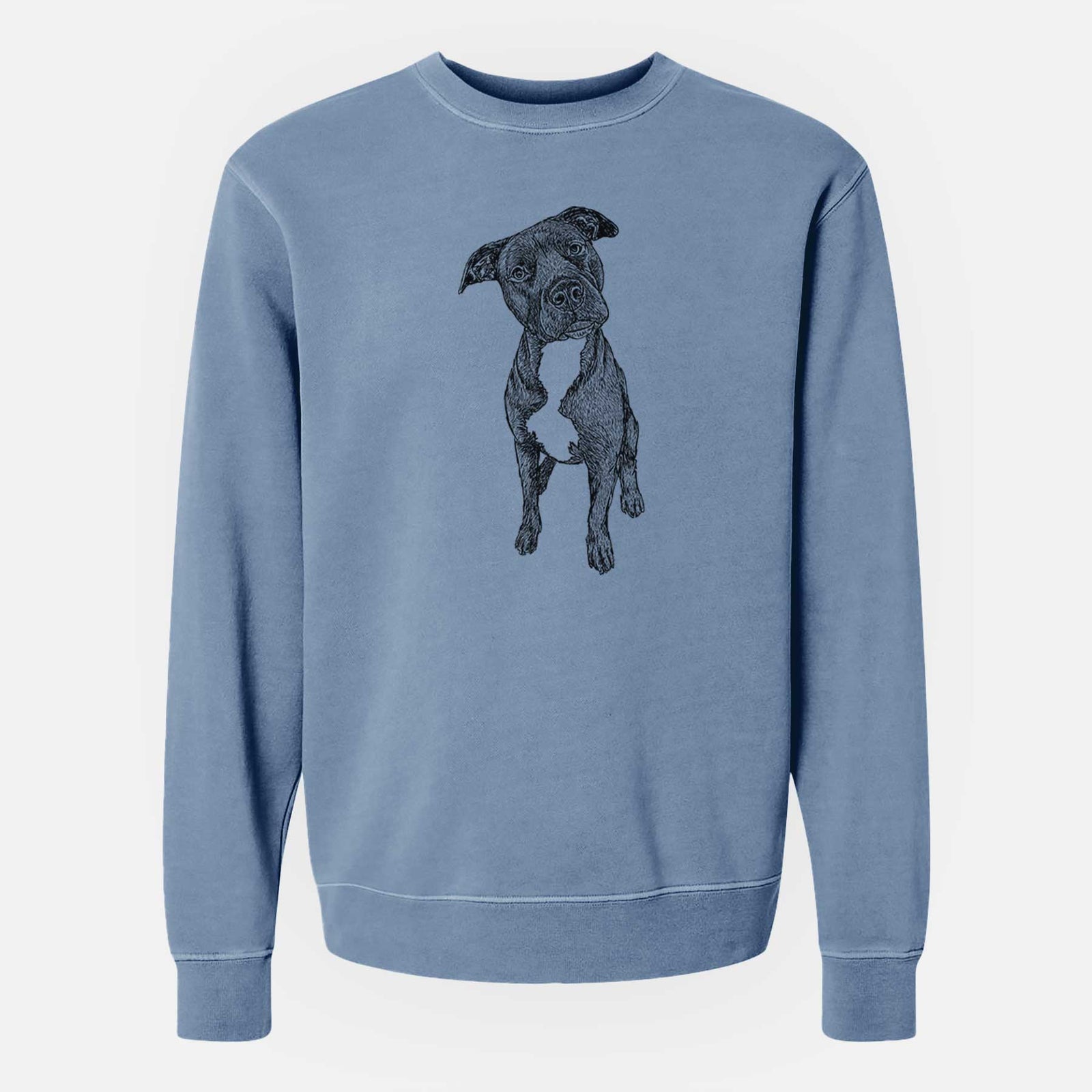 Doodled Kaya the Pitbull Mix - Unisex Pigment Dyed Crew Sweatshirt