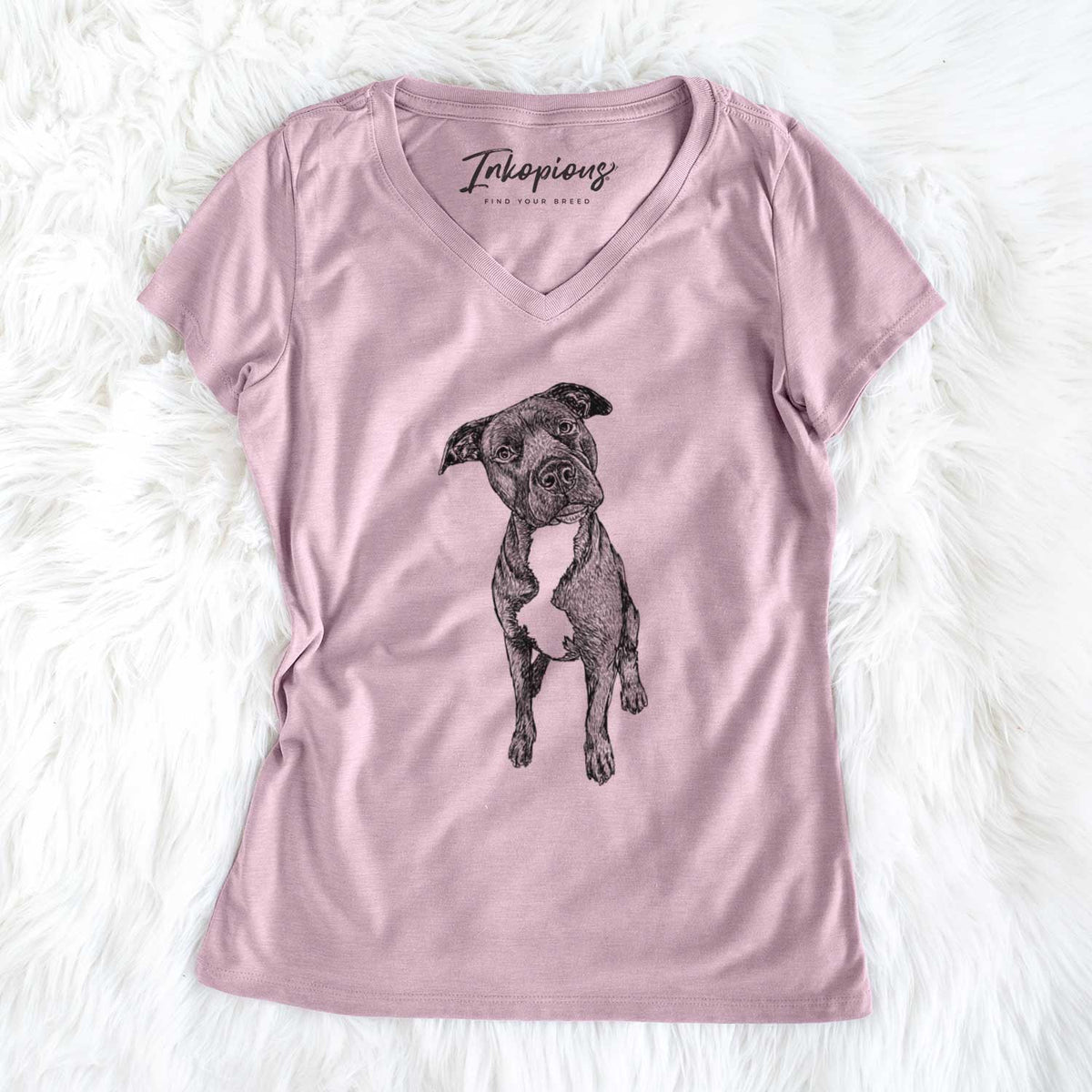 Doodled Kaya the Pitbull Mix - Women&#39;s V-neck Shirt